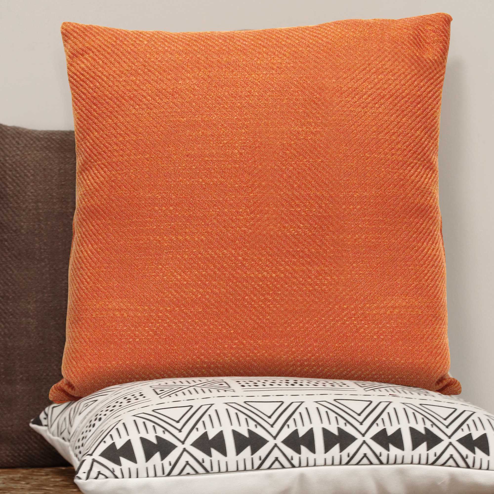 Burnt Orange Tweed Textured Velvet Square Pillow
