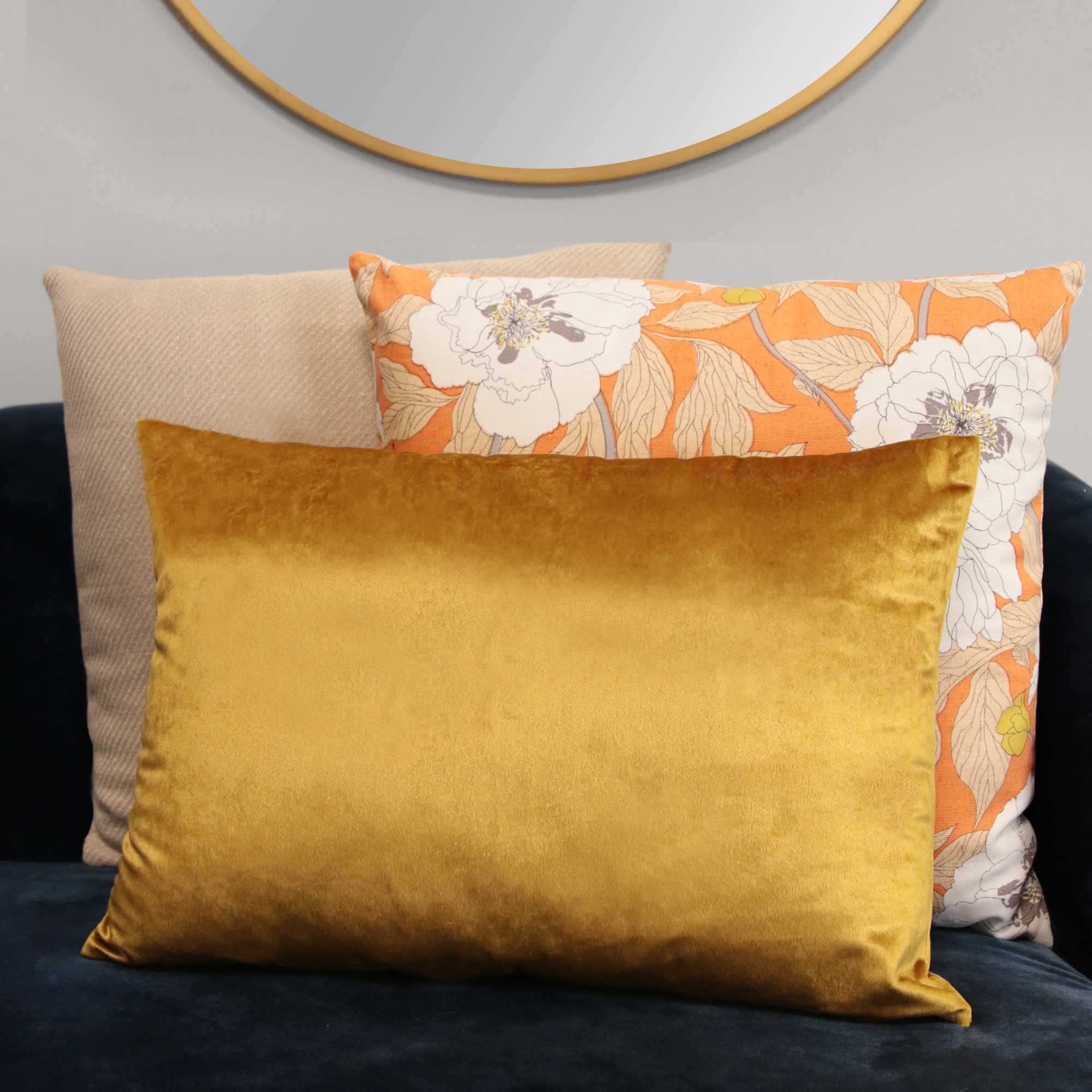 Gold Velvet Rectangular Lumbar Pillow