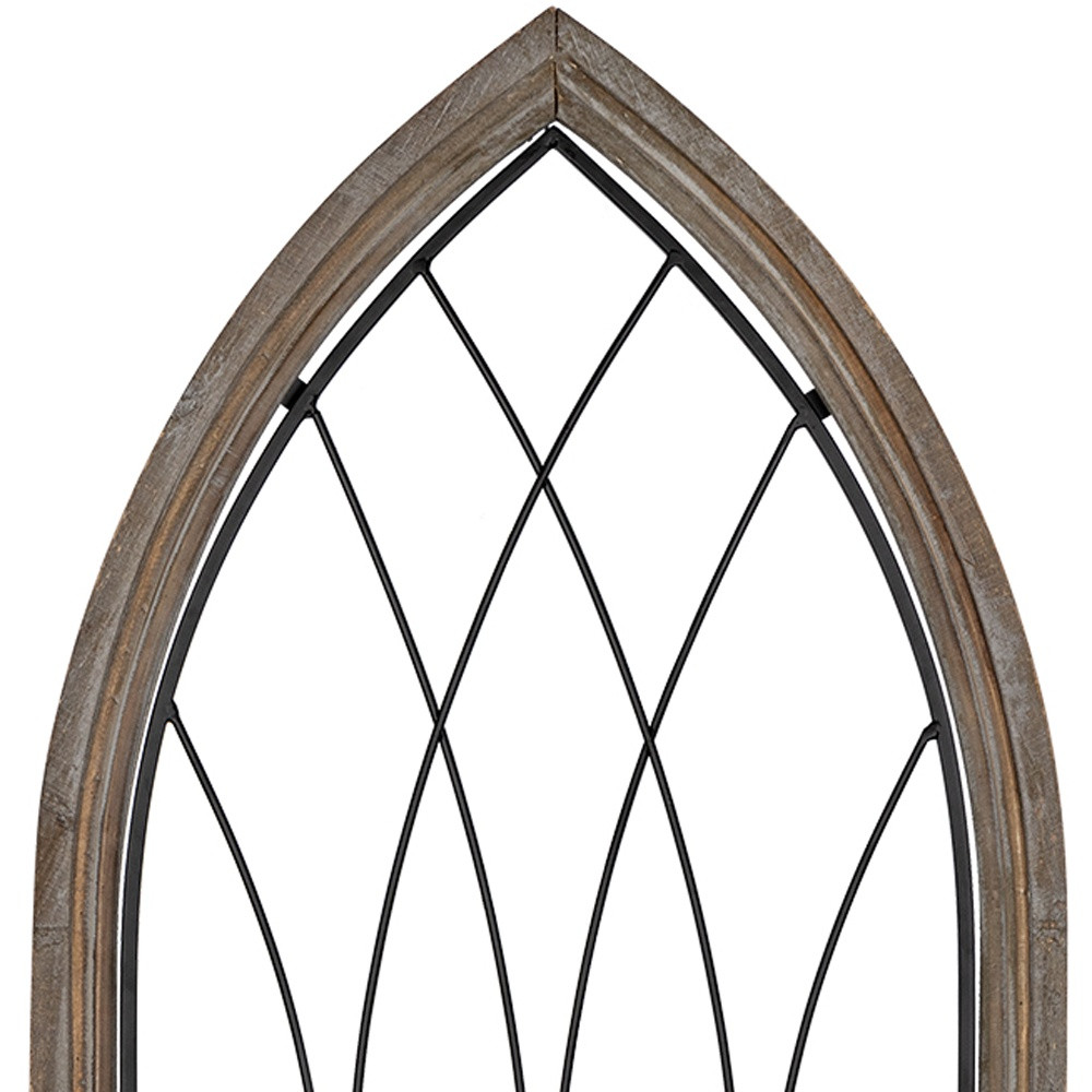 Cathedral-Style Wood and Metal Window Panel