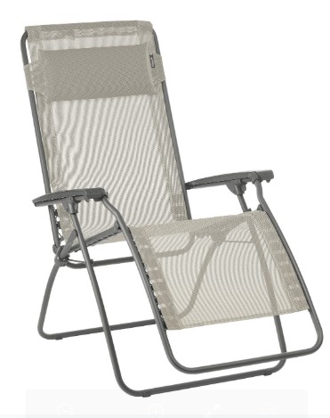 27" Beige and Gray Metal Zero Gravity Chair-373473-1