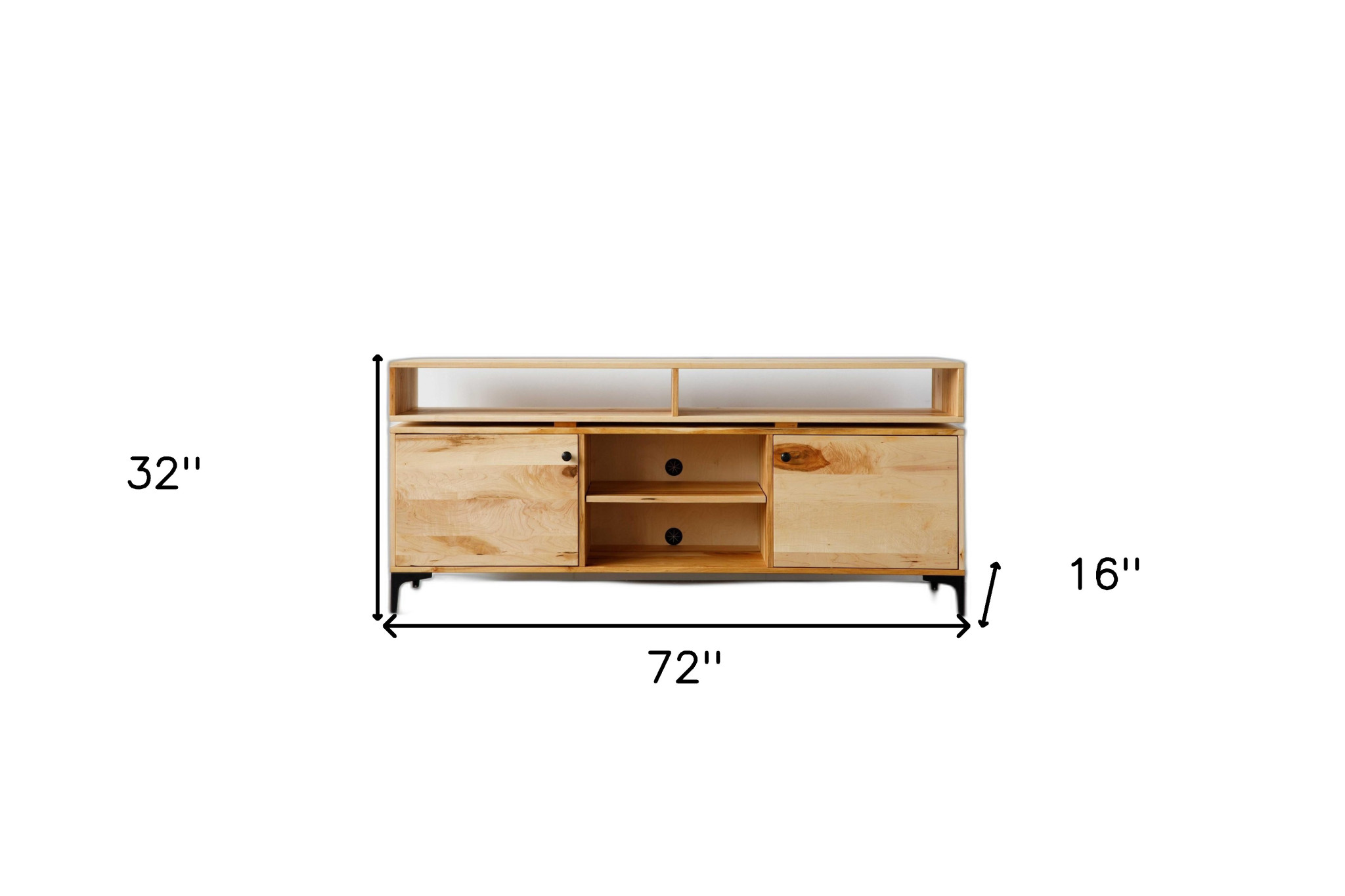 Natural Maple And Steel Multi Compartment TV Stand or Media Center