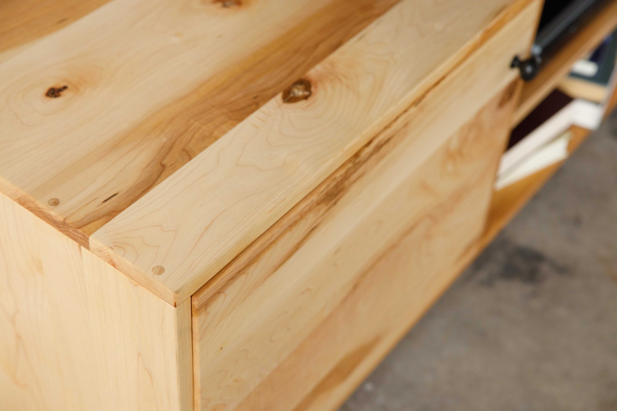 Natural Maple And Black Steel TV Stand or Media Center