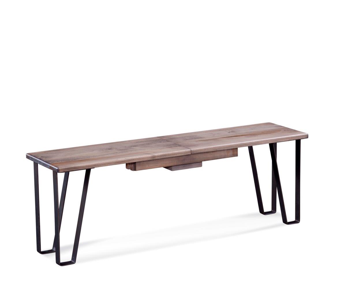 48" Gray Ash Raw Edge Maple And Black Steel Bench