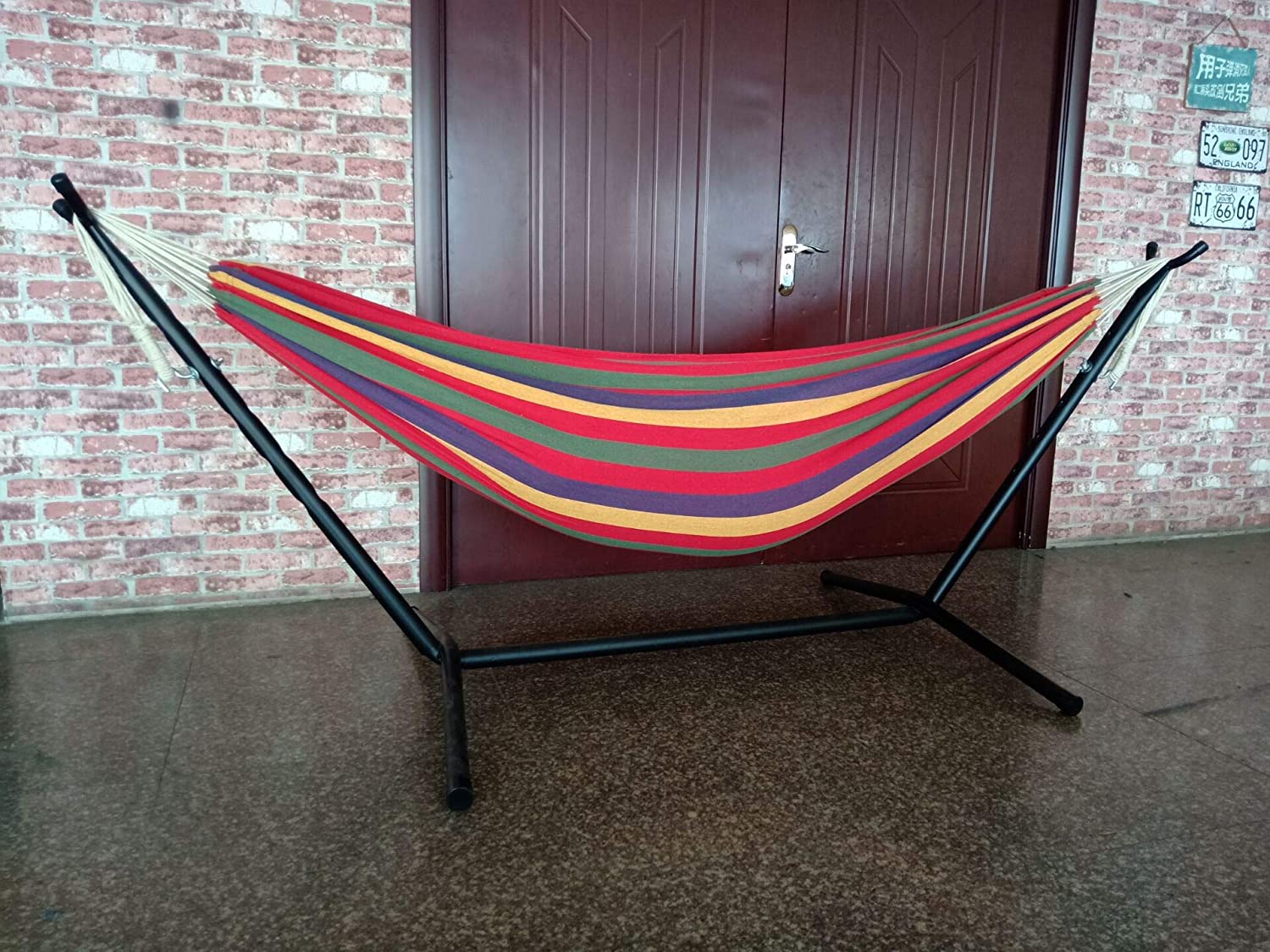 Tropical Stripe Double Classic 2 Person Hammock with Stand