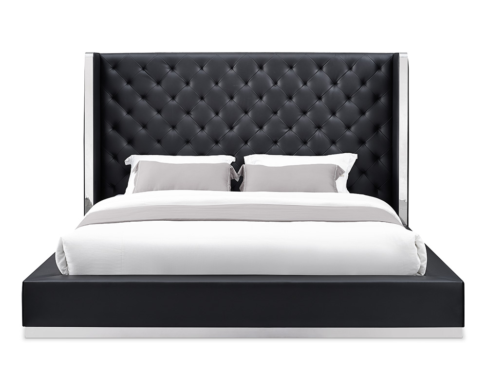 60 X 91 X 91 Black Faux Leather Bed King-374142-1
