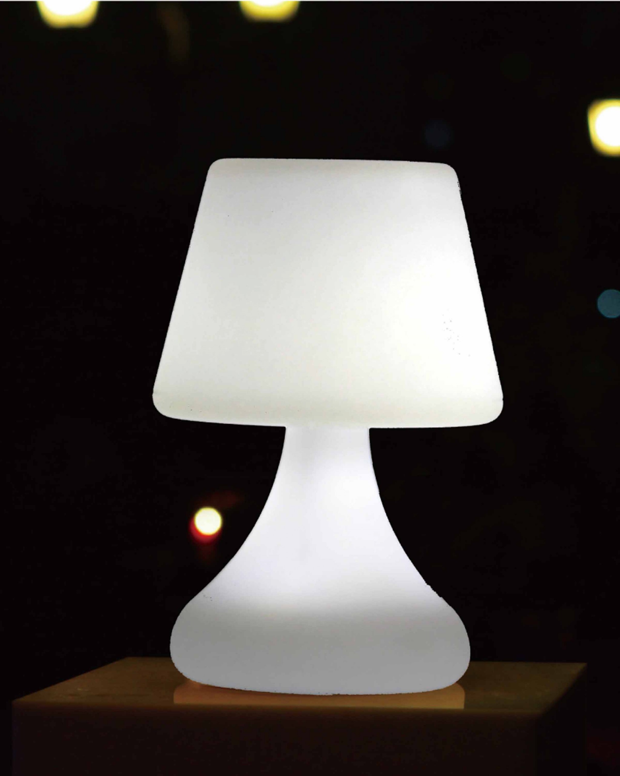 10" X 7" X 7" White PE Plastic LED Table Lamp with Bluetooth Speaker