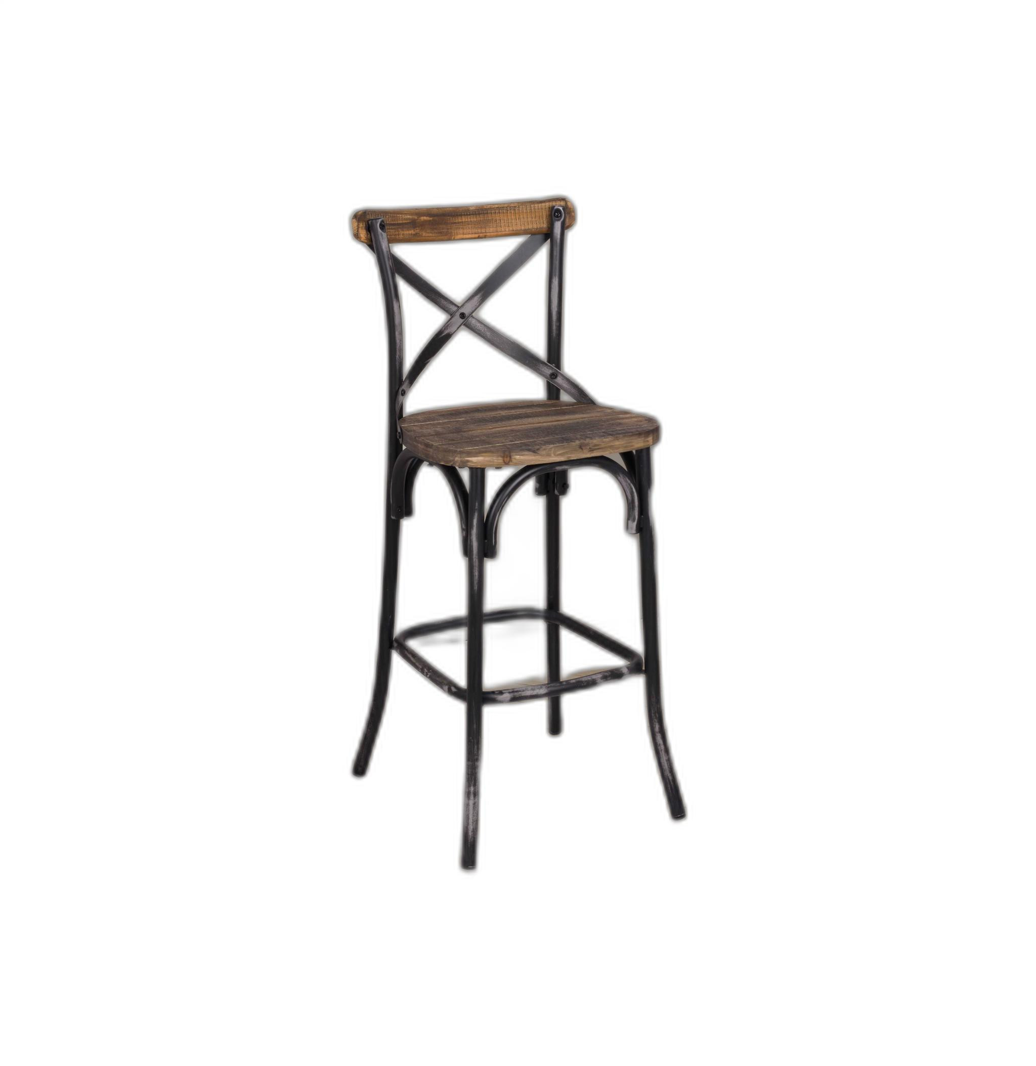 22" Brown And Black Iron Bar Chair-374177-1