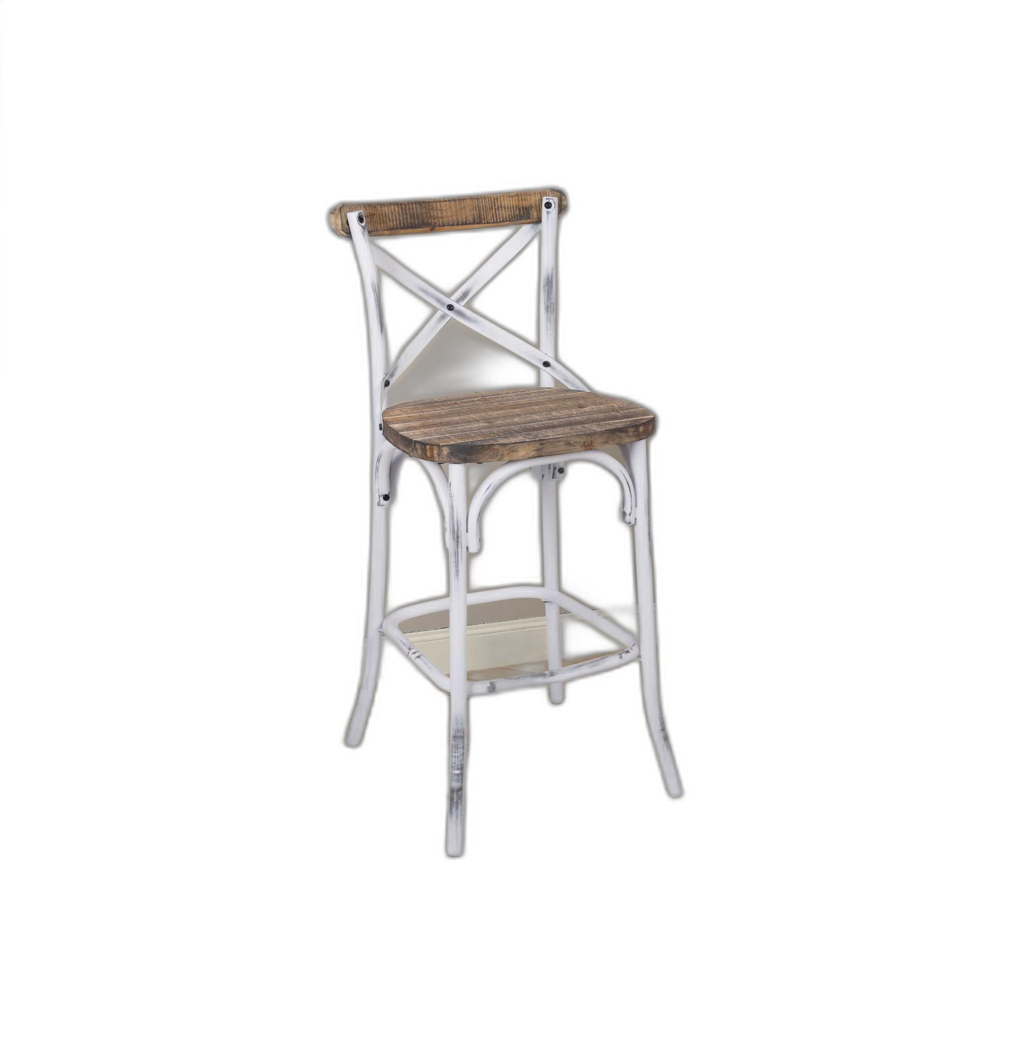 20" Brown And White Iron Bar Chair-374178-1