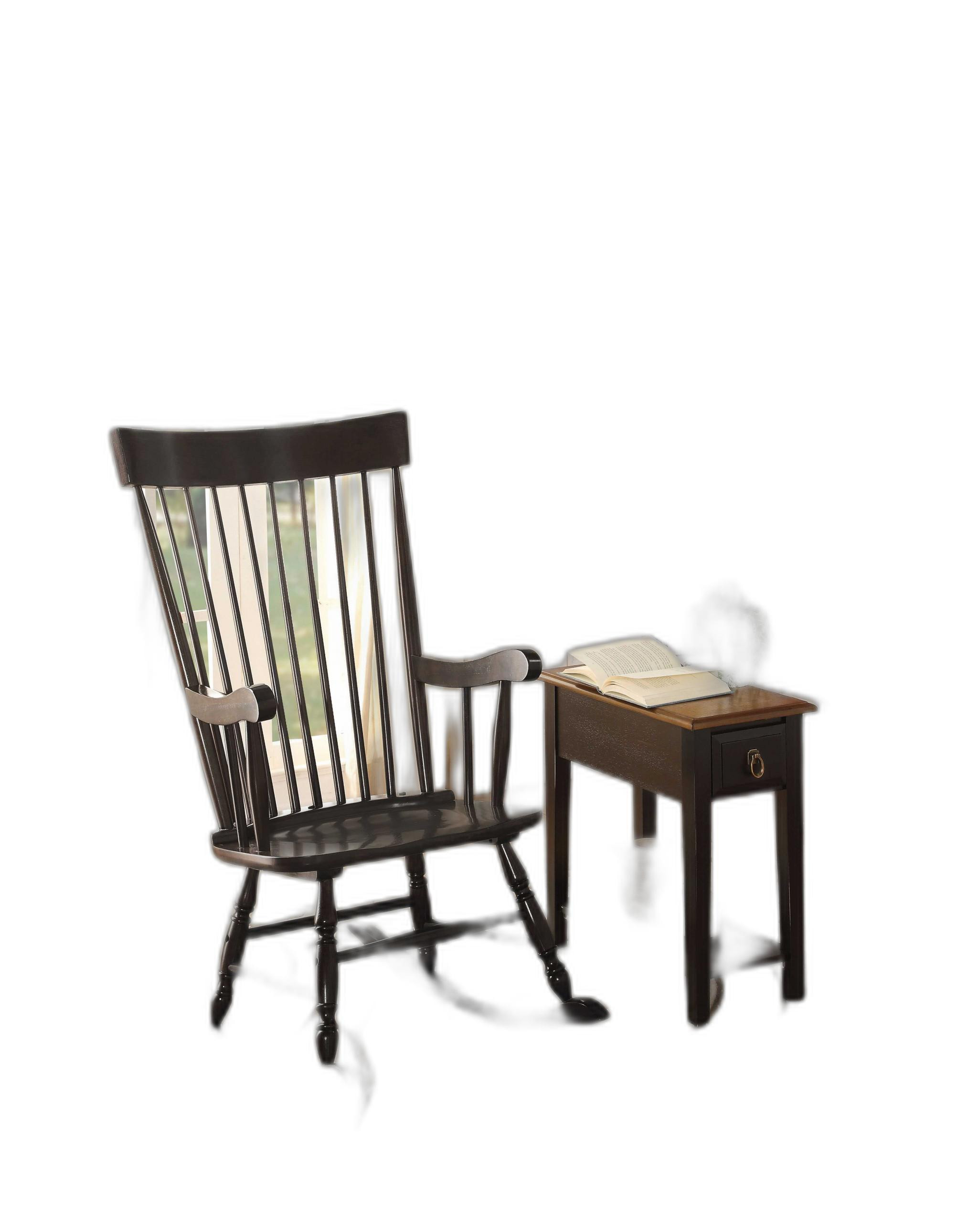 33" X 25" X 45" Black Wood Rocking Chair