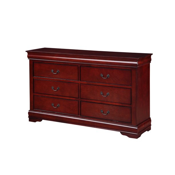 57" Brown Solid Wood Double Dresser-374204-1