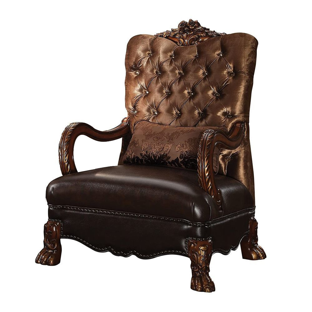 34" Golden Brown And Chocolate Velvet Tufted Chesterfield Chair-374230-1