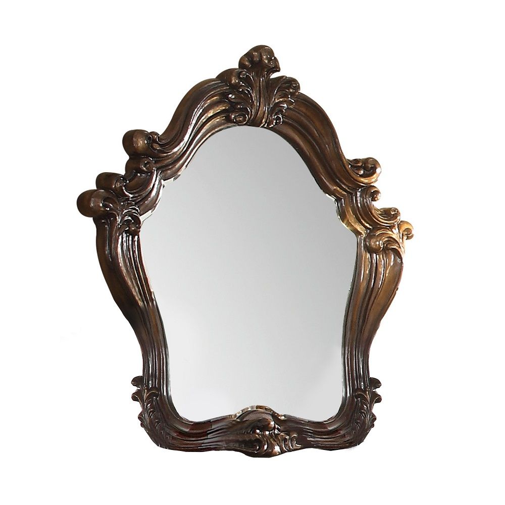 47" Brown Crowned Top Solid Wood Framed Dresser Mirror-374250-1