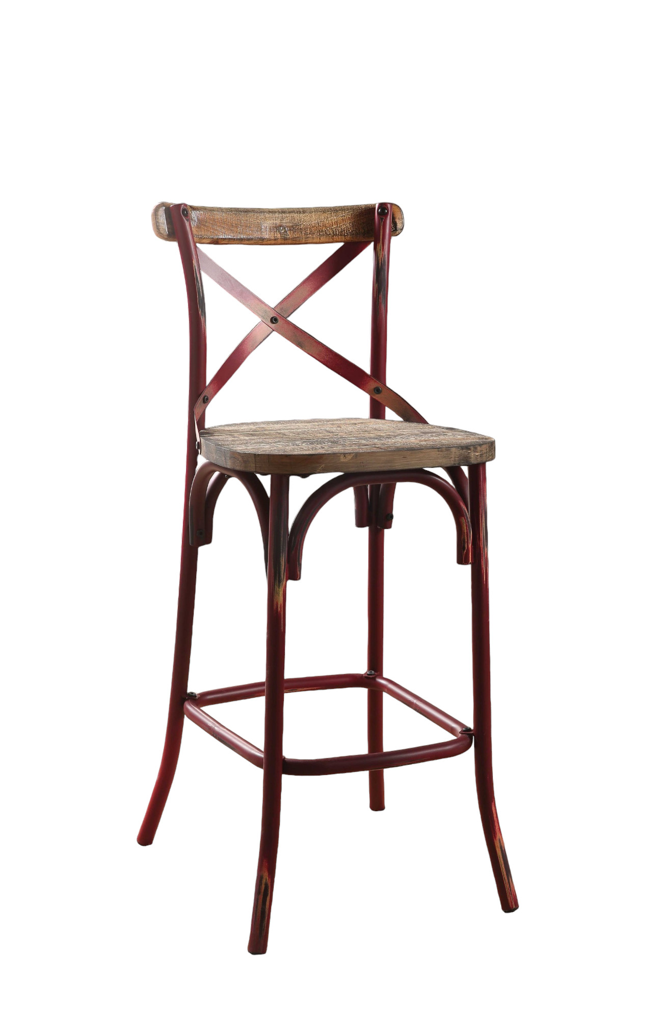 21" Brown And Red Iron Bar Chair-374262-1