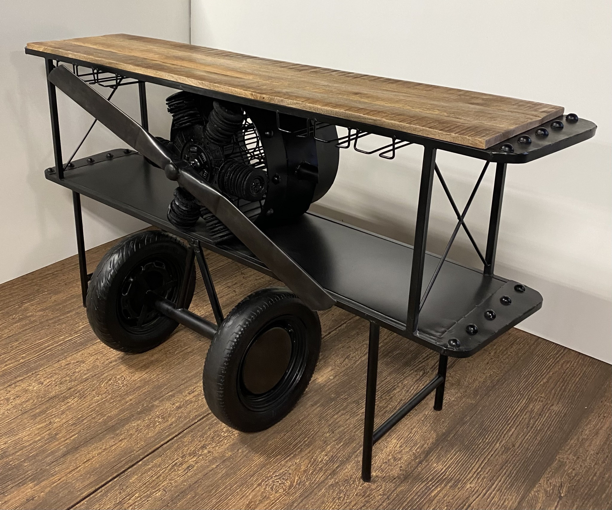 23" X 78" X 36.5" Black Airplane Bar