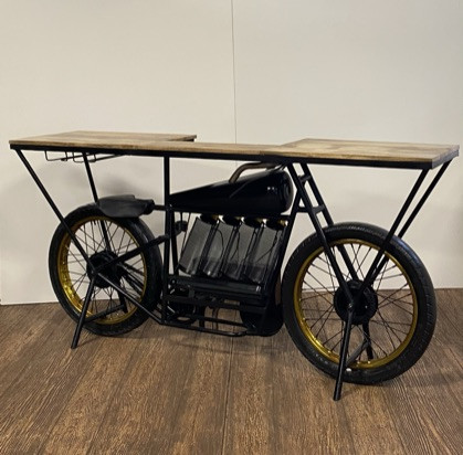 17" X 71" X 35" Black Motorcycle Wine Bar