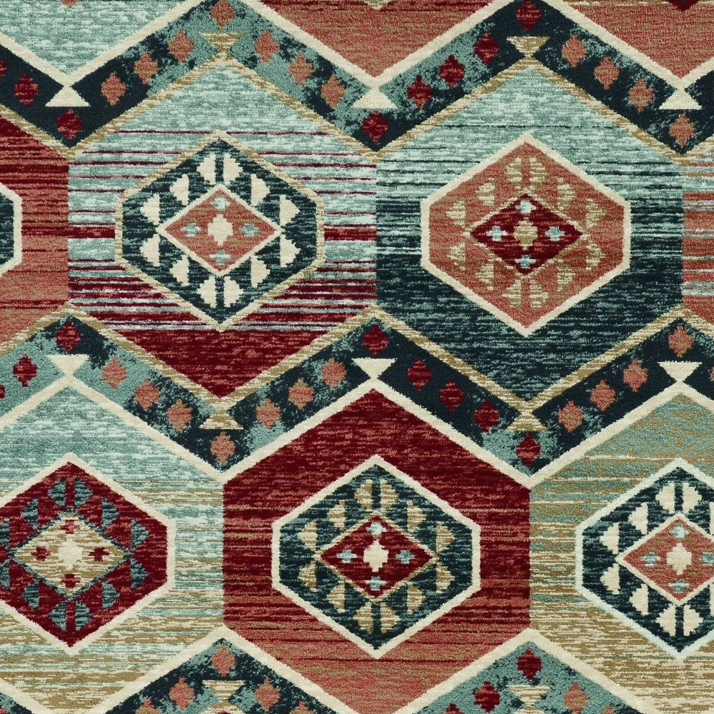 3" X 5" Red Machine Woven Honeycomb Lodge Indoor Area Rug
