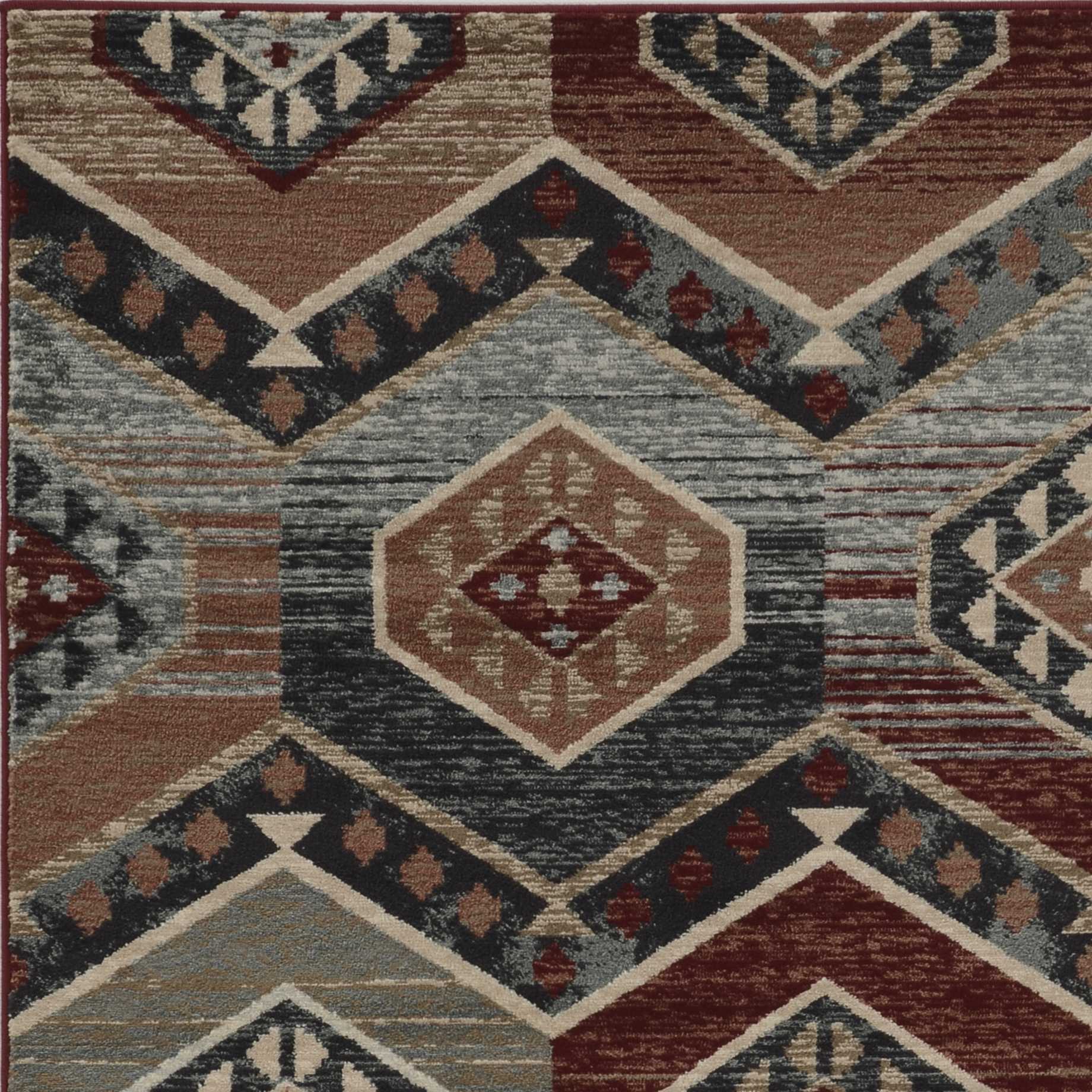 3" X 5" Red Machine Woven Honeycomb Lodge Indoor Area Rug