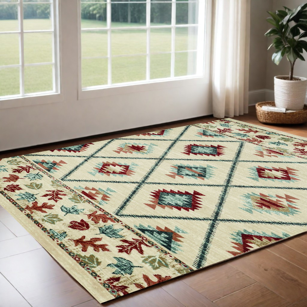 3' X 5' Ivory Southwestern Area Rug-374405-1