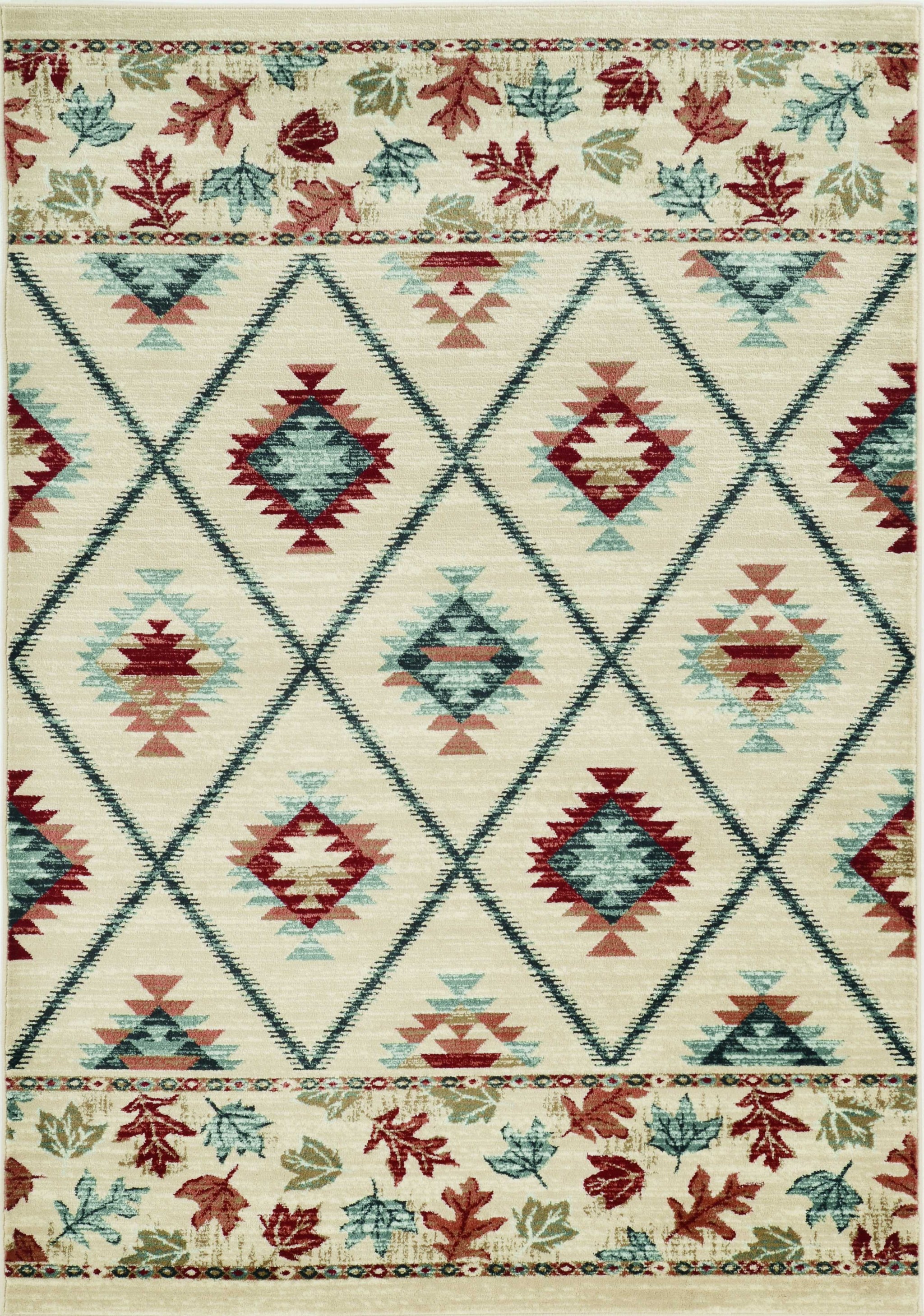 5'X8' Ivory Machine Woven Geometric Lodge Indoor Area Rug-374406-2