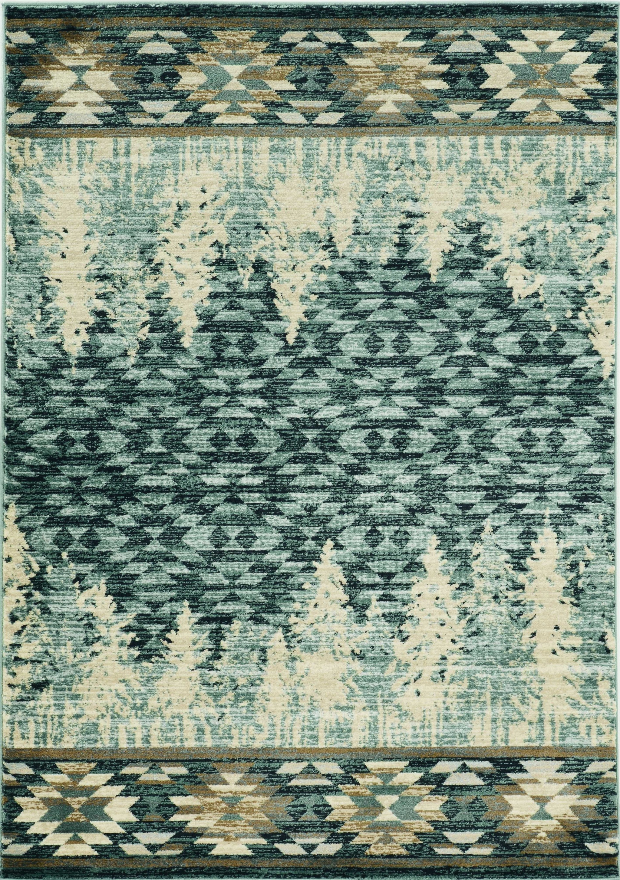 3" X 5" Slate Blue Southwestern Area Rug