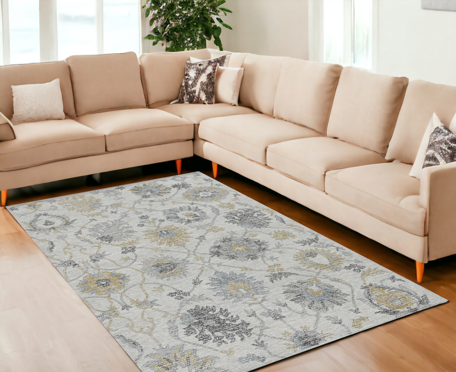 9' X 13' Ivory Wool Floral Hand Tufted Area Rug-374728-1