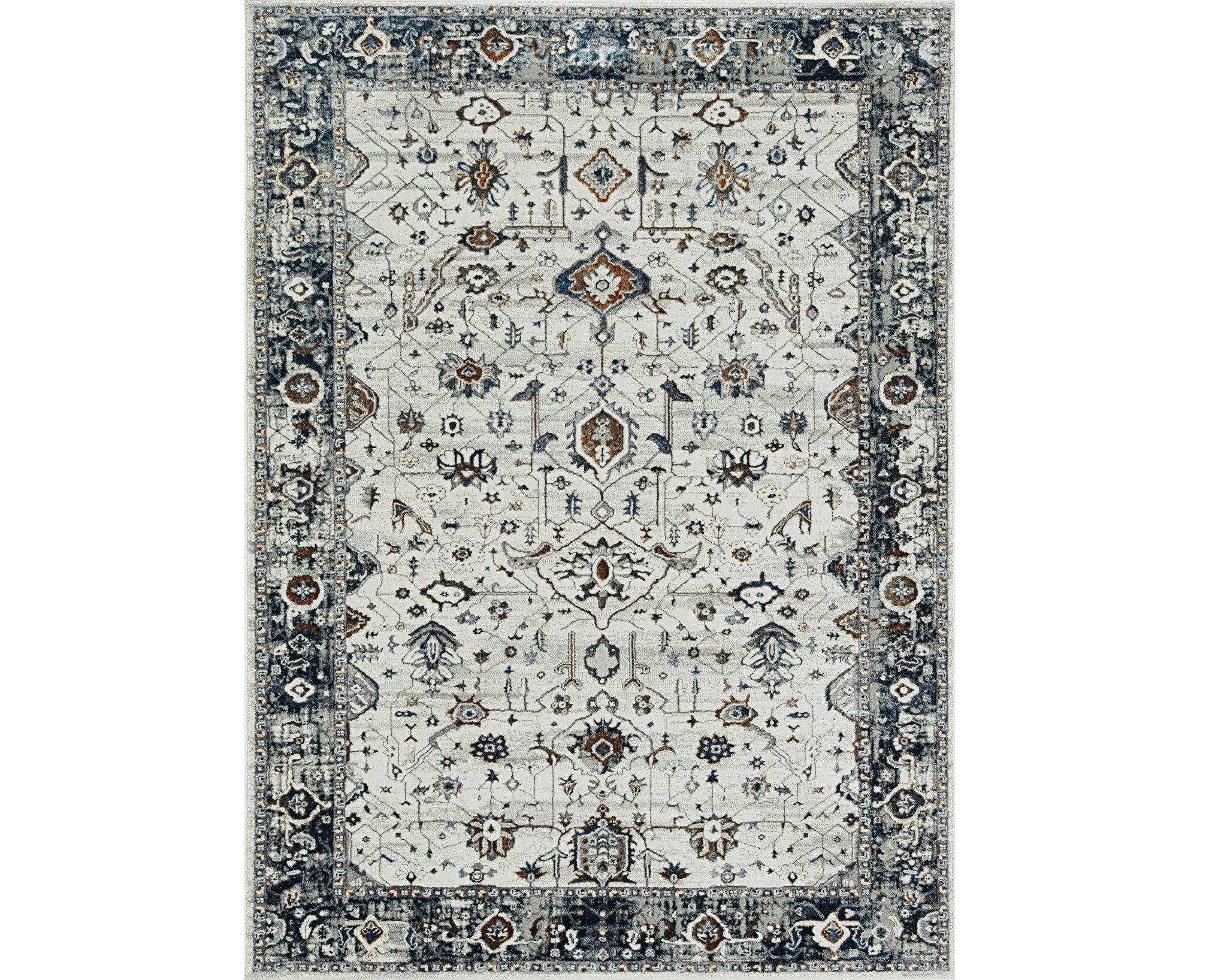 3' X 5' Ivory Or Grey Bordered Area Rug-374764-1