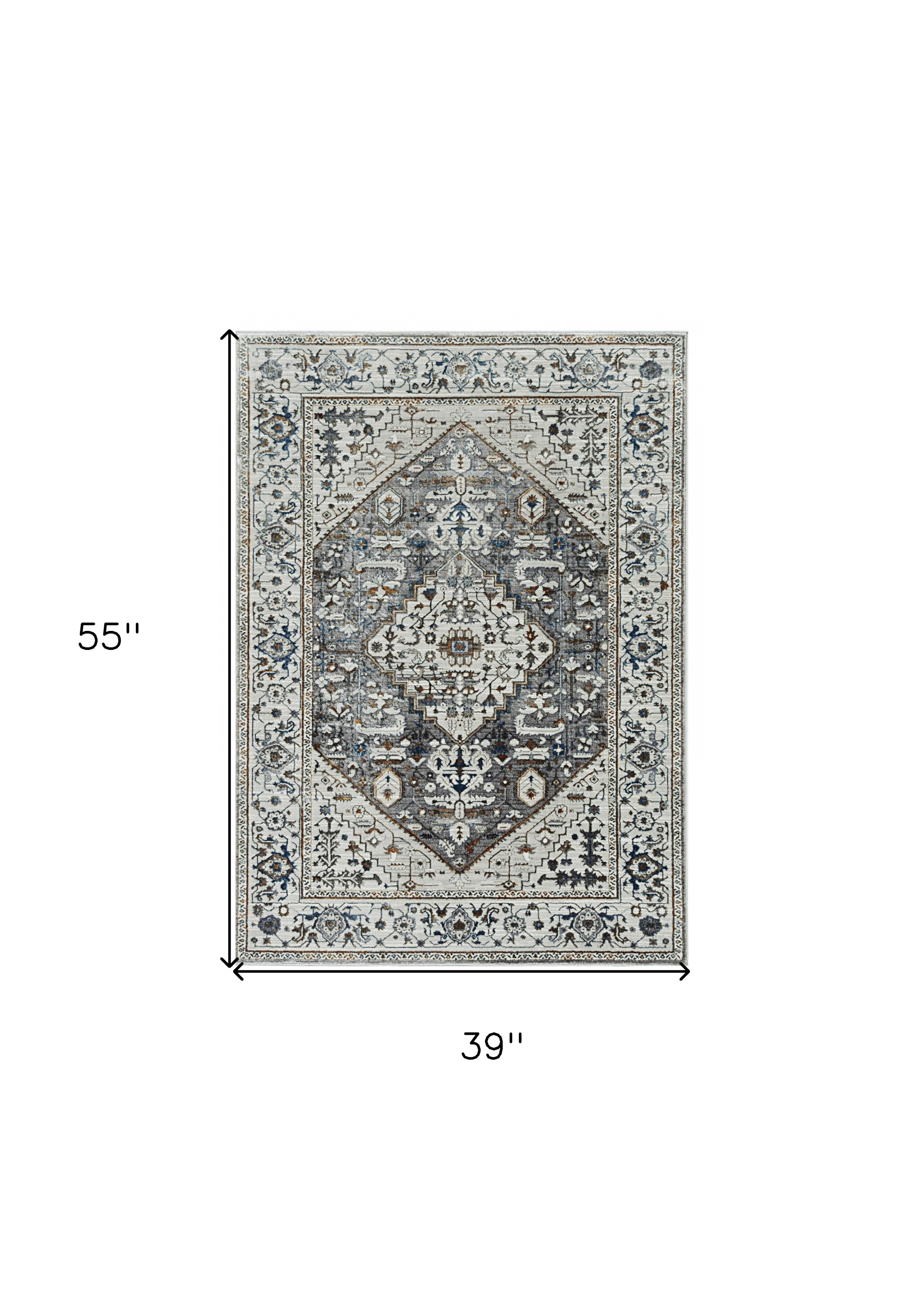 3" X 5" Grey Parisian Area Rug