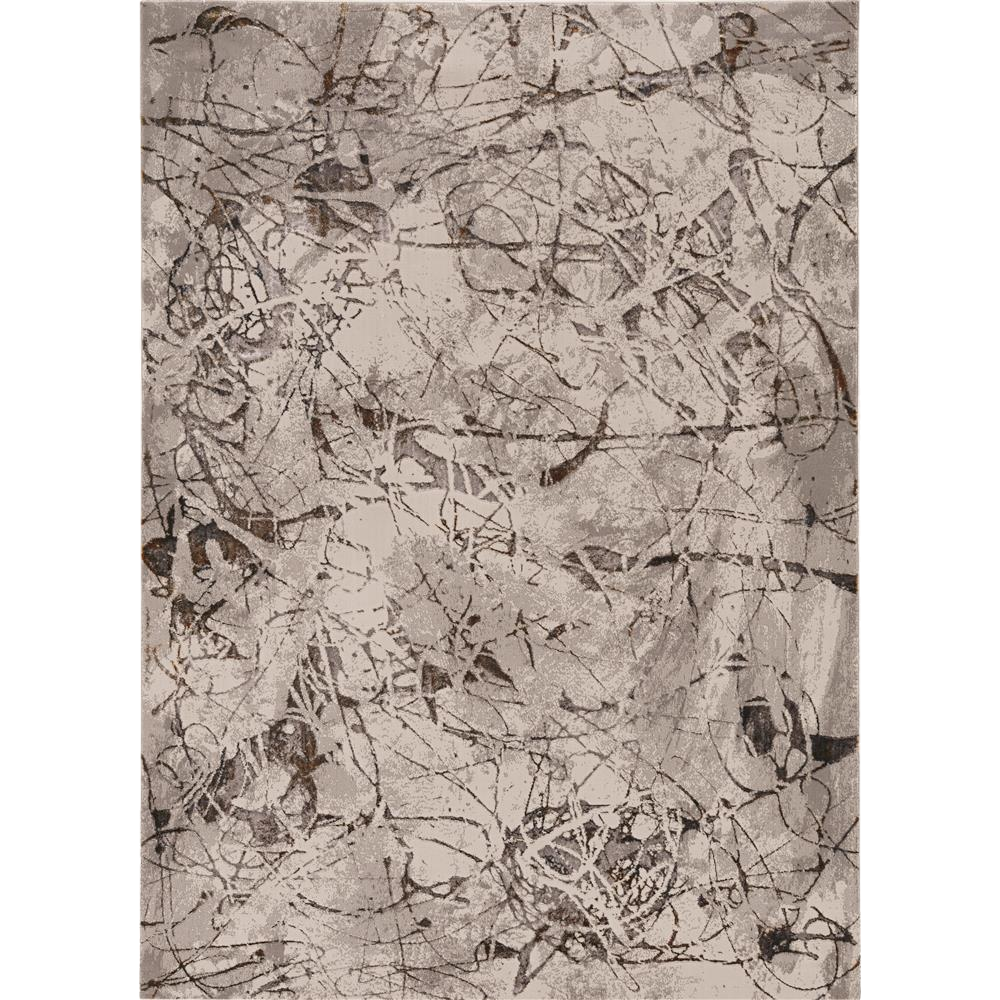3' X 5' Ivory Or Grey Abstract Area Rug-374776-1