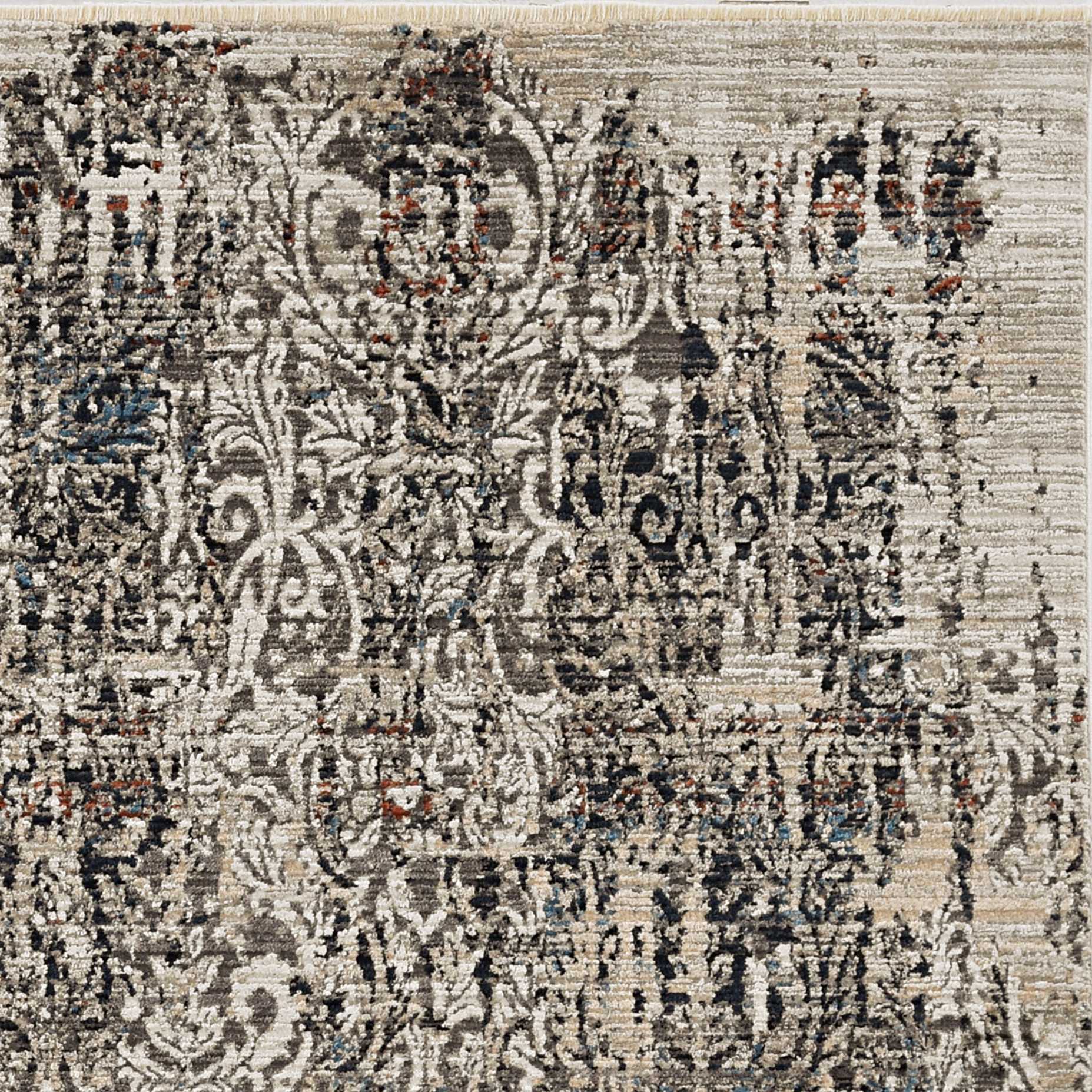 5" X 8" Grey Machine Woven Distressed Traditional Indoor Area Rug