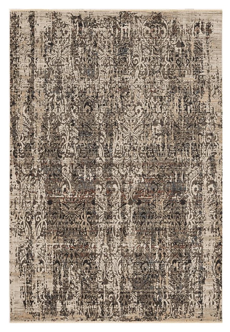 5" X 8" Grey Machine Woven Distressed Traditional Indoor Area Rug