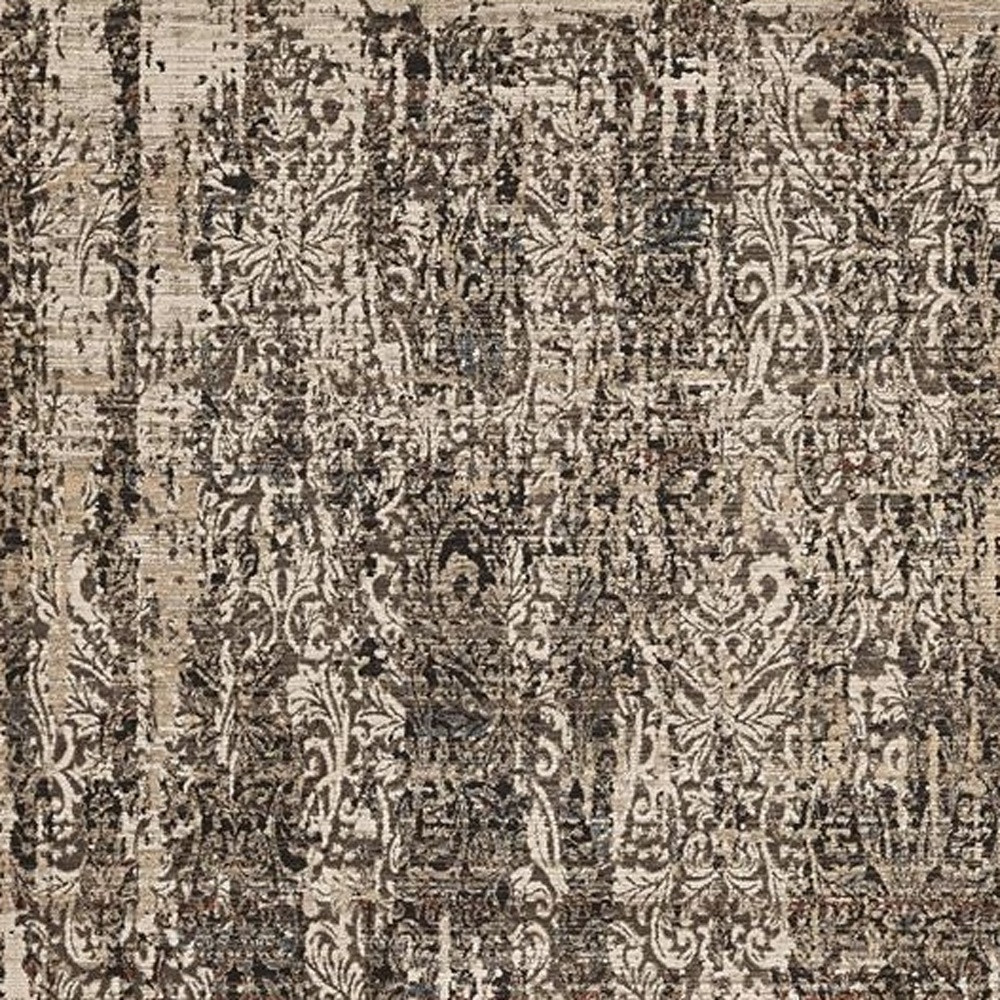 5" X 8" Grey Machine Woven Distressed Traditional Indoor Area Rug
