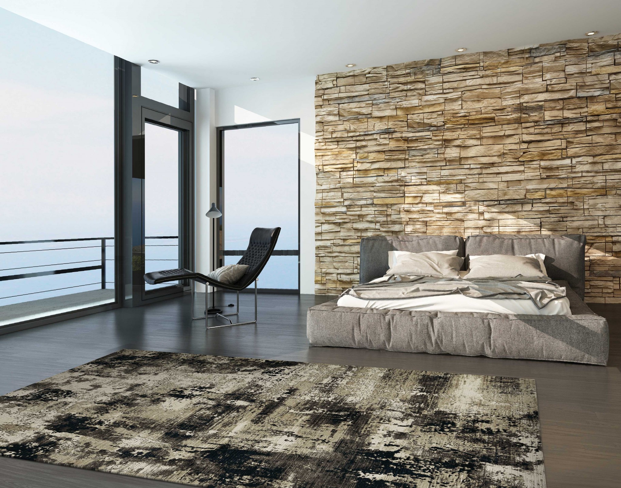 5" X 8" Ivory Or Charcoal Abstract Transitional Indoor Area Rug