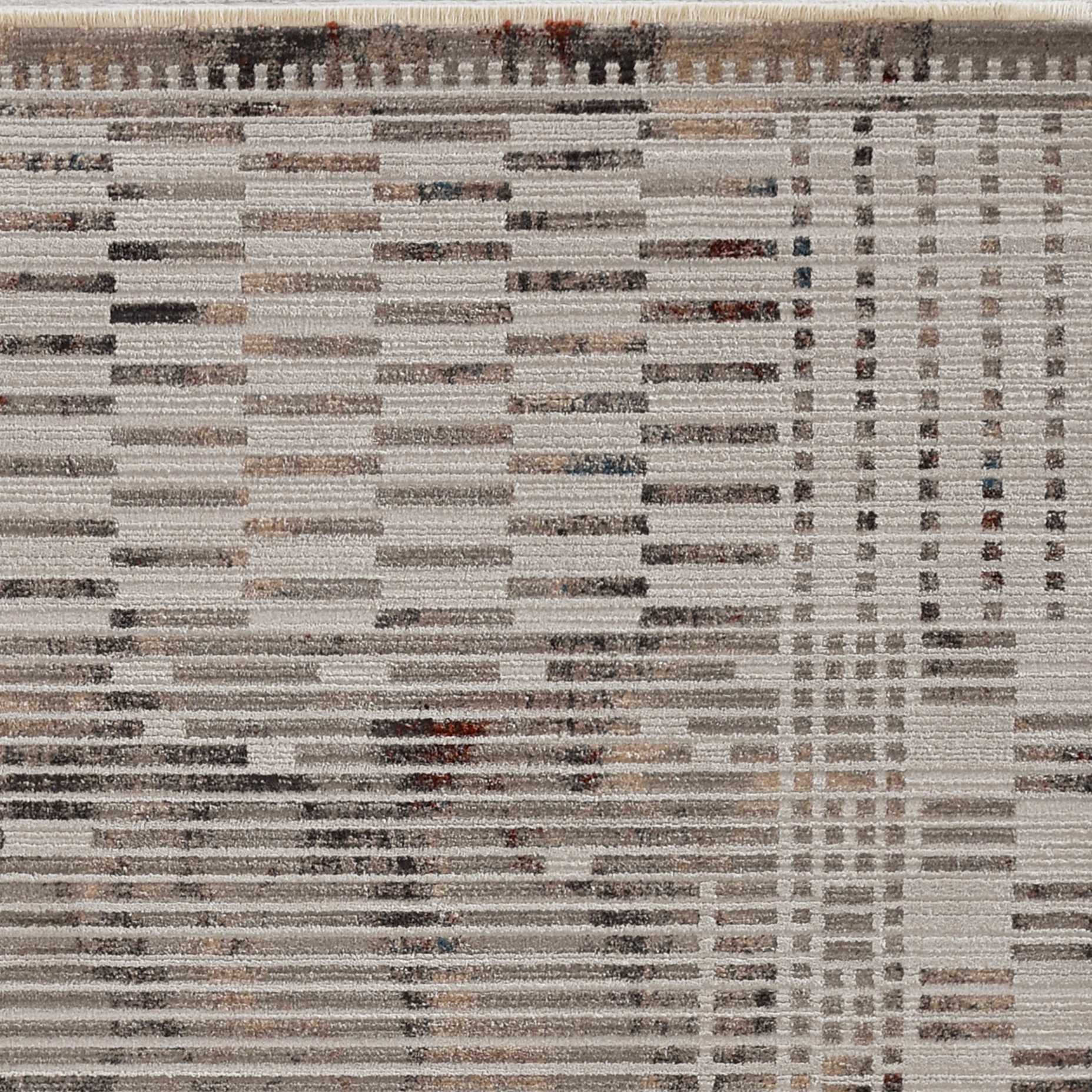5" X 8" Natural Brown Machine Woven Abstract Lines Indoor Area Rug