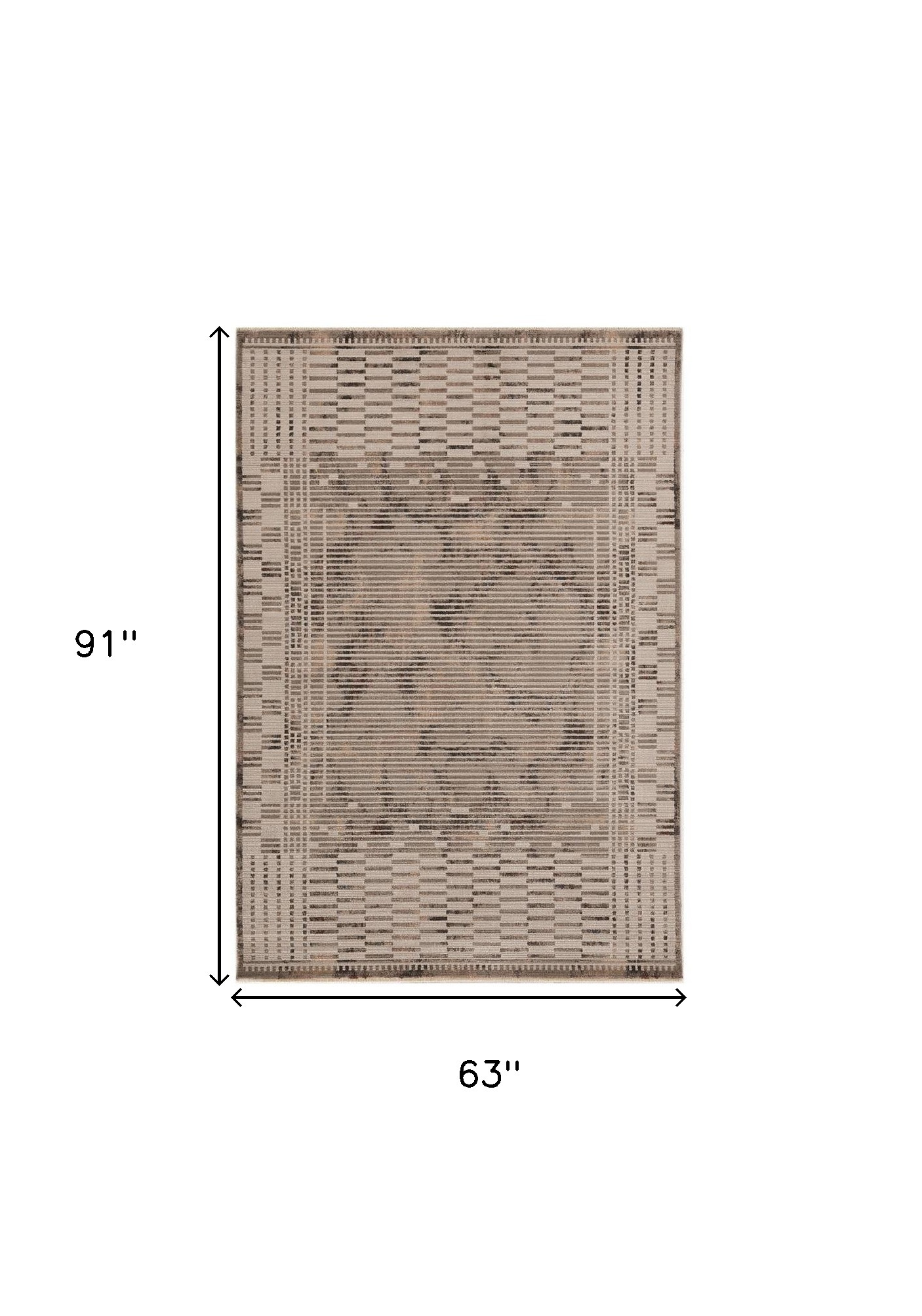 5" X 8" Natural Brown Machine Woven Abstract Lines Indoor Area Rug