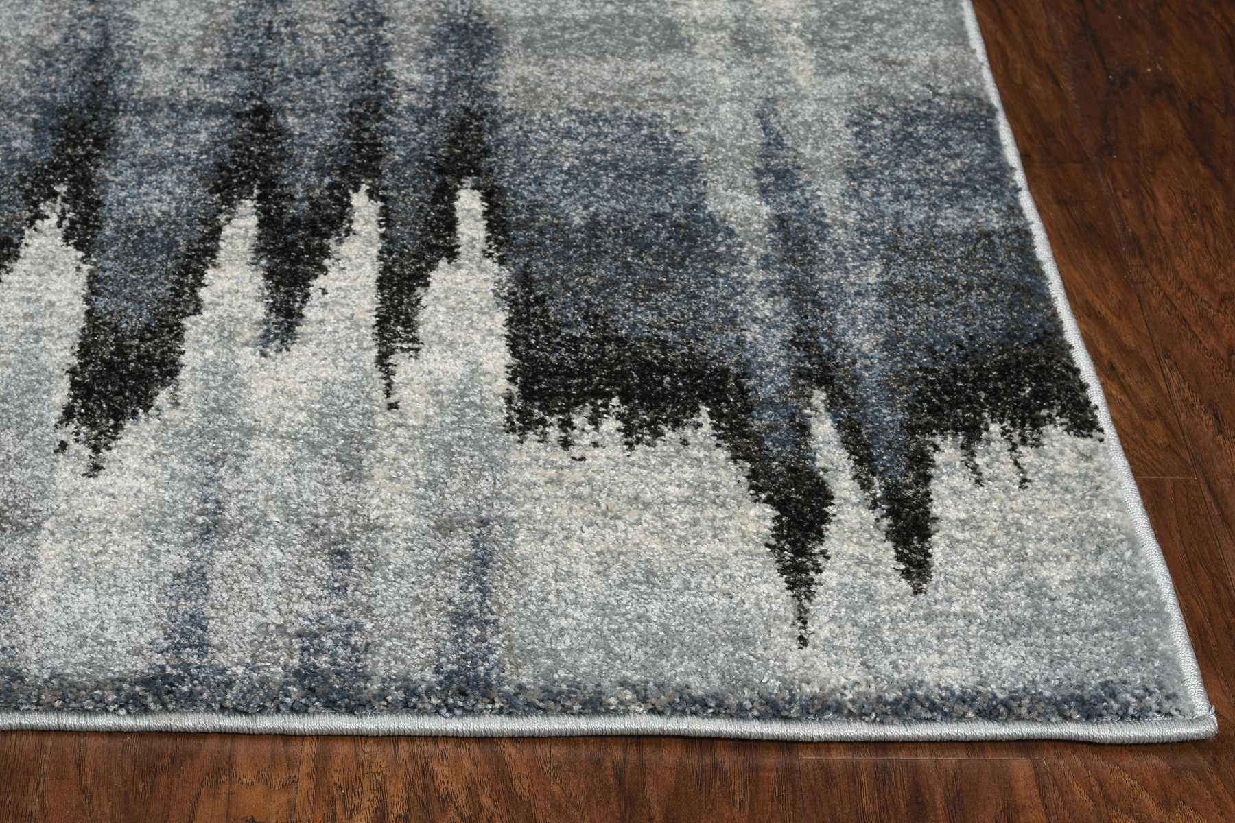 3" X 5" Blue Ivory Machine Woven Abstract Pulse Area Rug