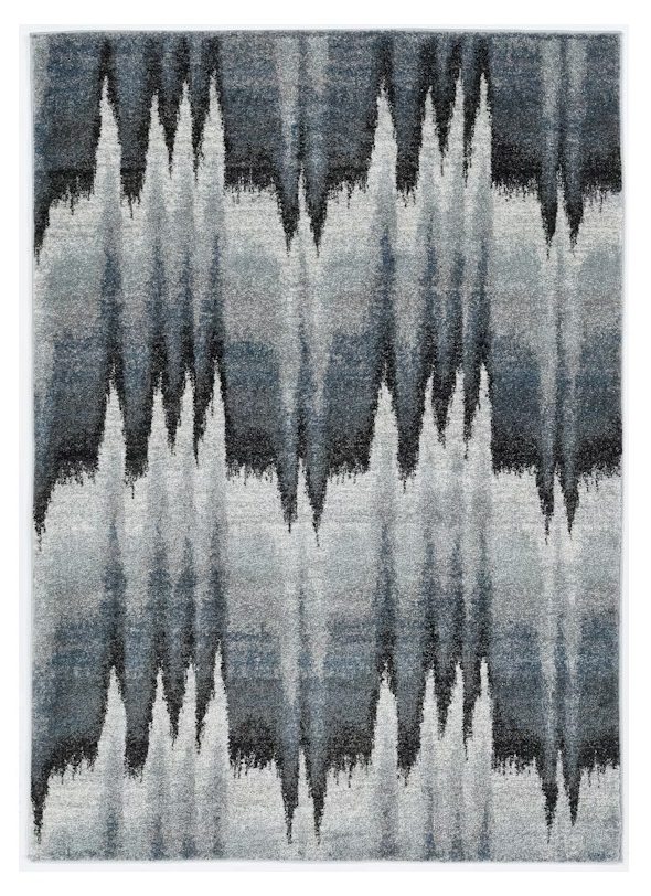 8" X 11" Ivory Blue and Gray Abstract Area Rug