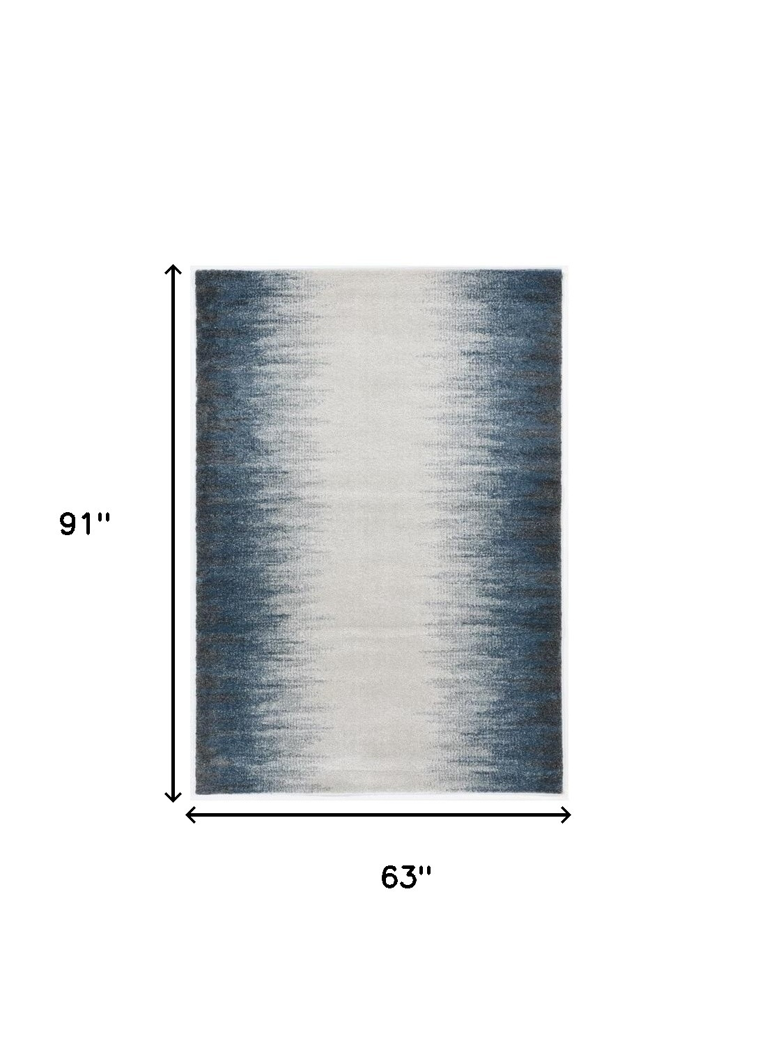 5" X 8" Ivory Or Blue Gradient Bordered Indoor Area Rug