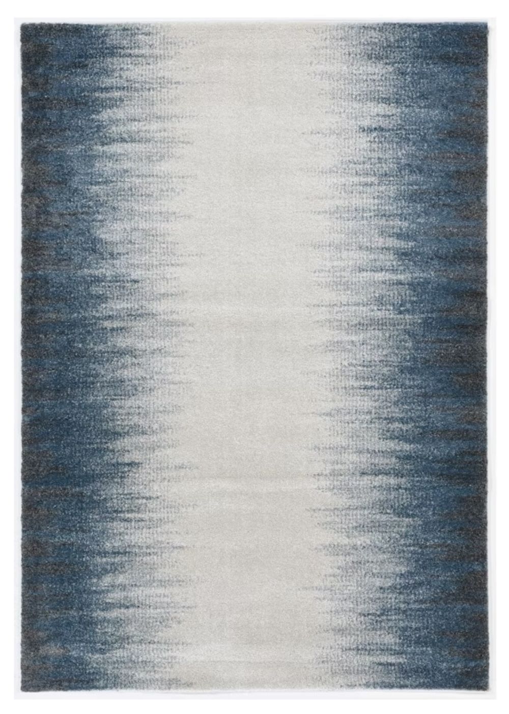 5" X 8" Ivory Or Blue Gradient Bordered Indoor Area Rug