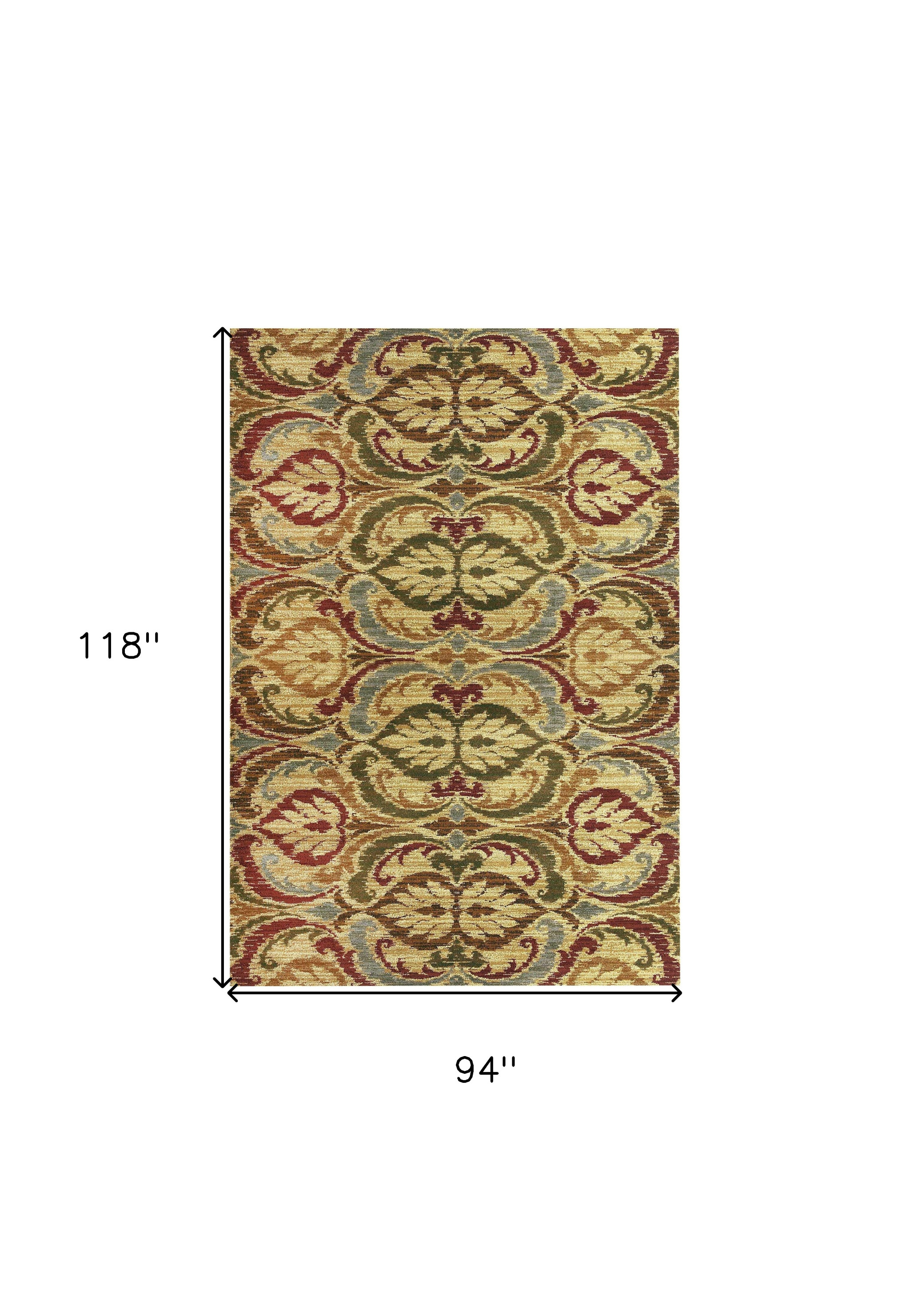8" X 10" Multicoloured Floral Area Rug