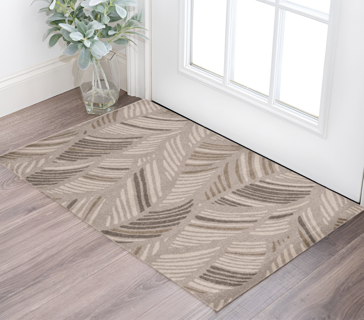 3' X 5' Gray Tropical Botanical Area Rug-375004-1