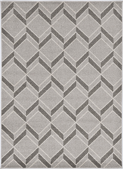 8'X11' Grey Machine Woven Uv Treated Herringbone Illusion Indoor Outdoor Area Rug-375022-1