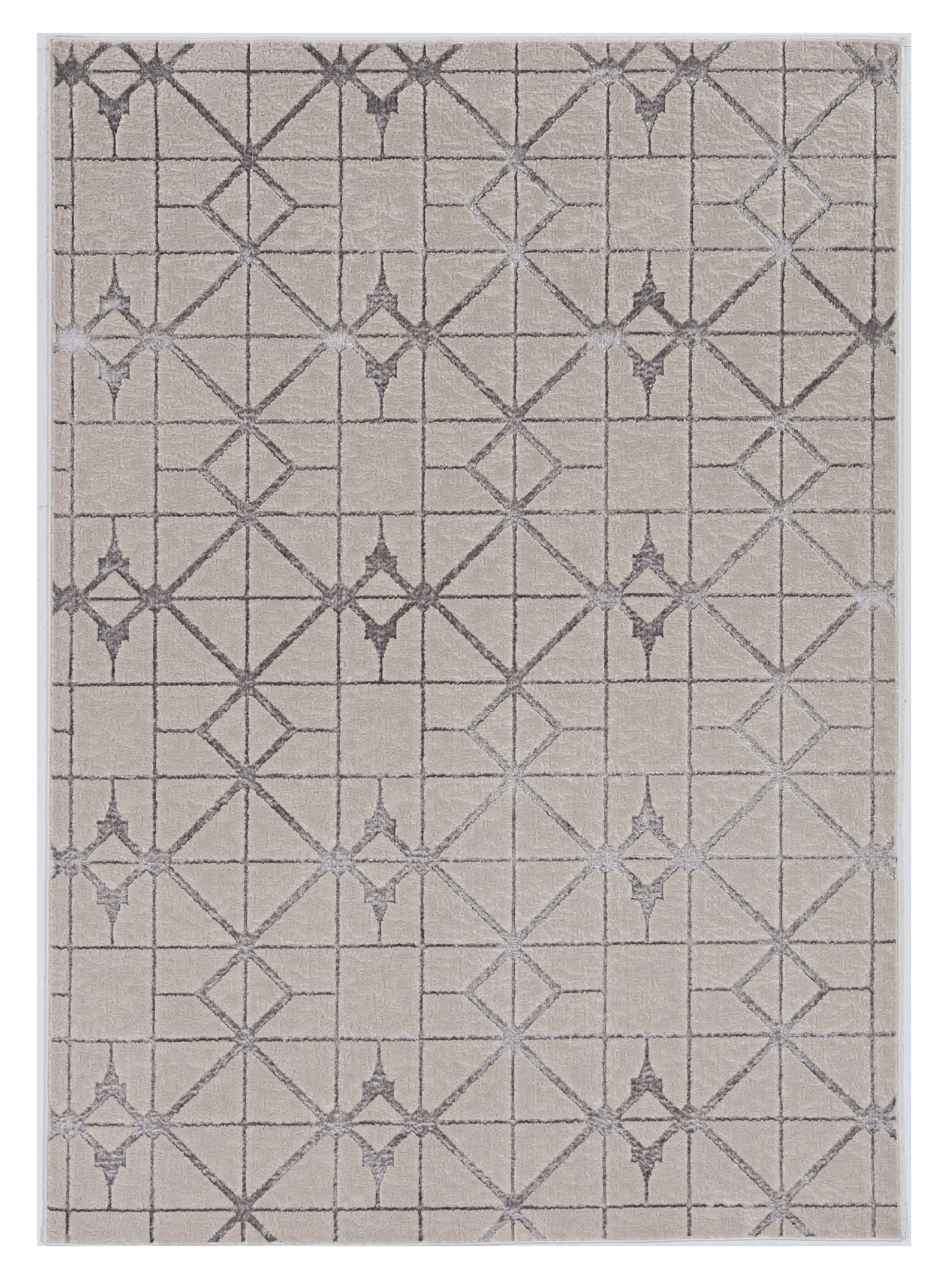 5' X 8' Ivory And Silver Geometric Area Rug-375029-1
