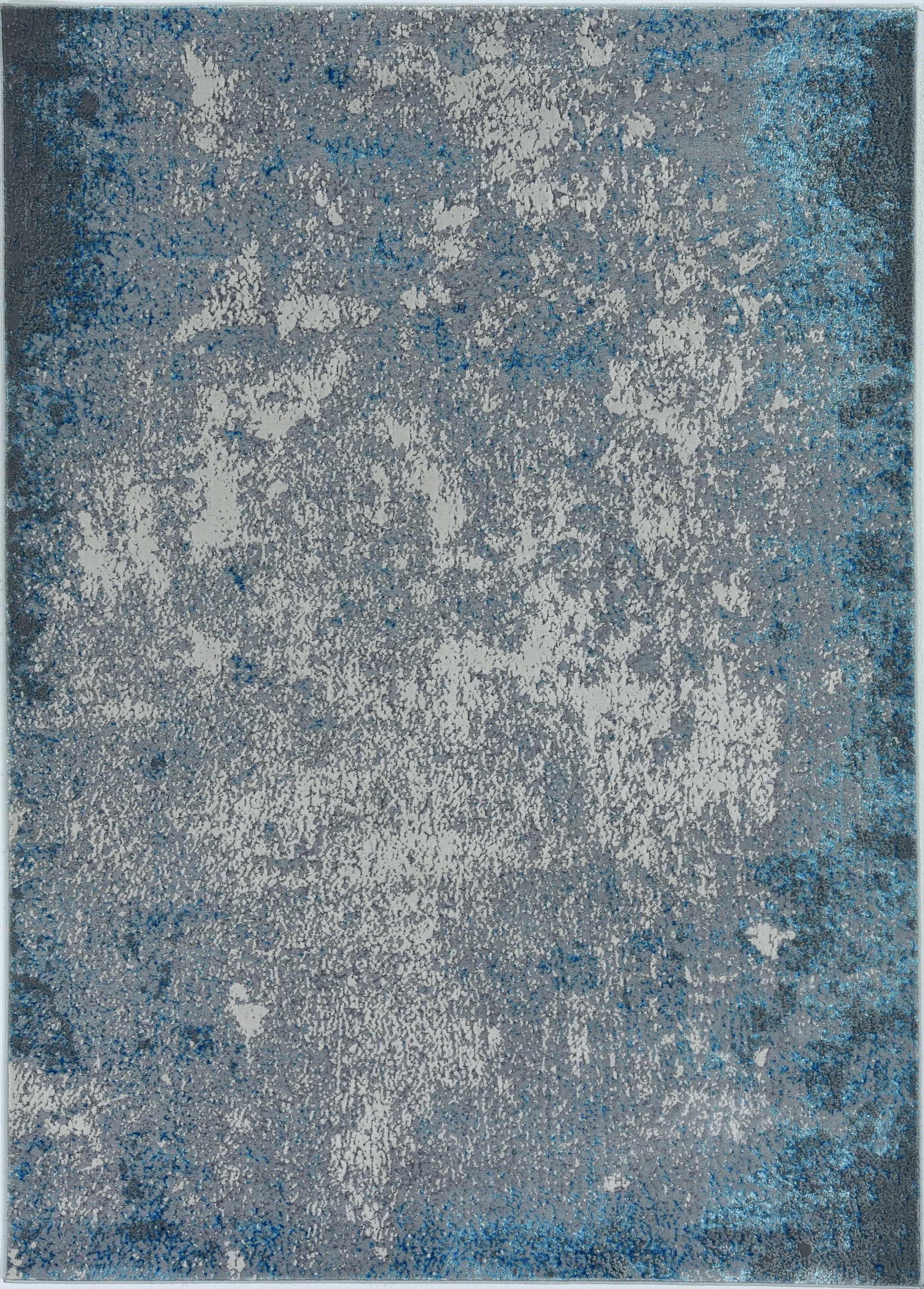3'X5' Silver Blue Machine Woven Abstract Smudge Indoor Area Rug-375042-1