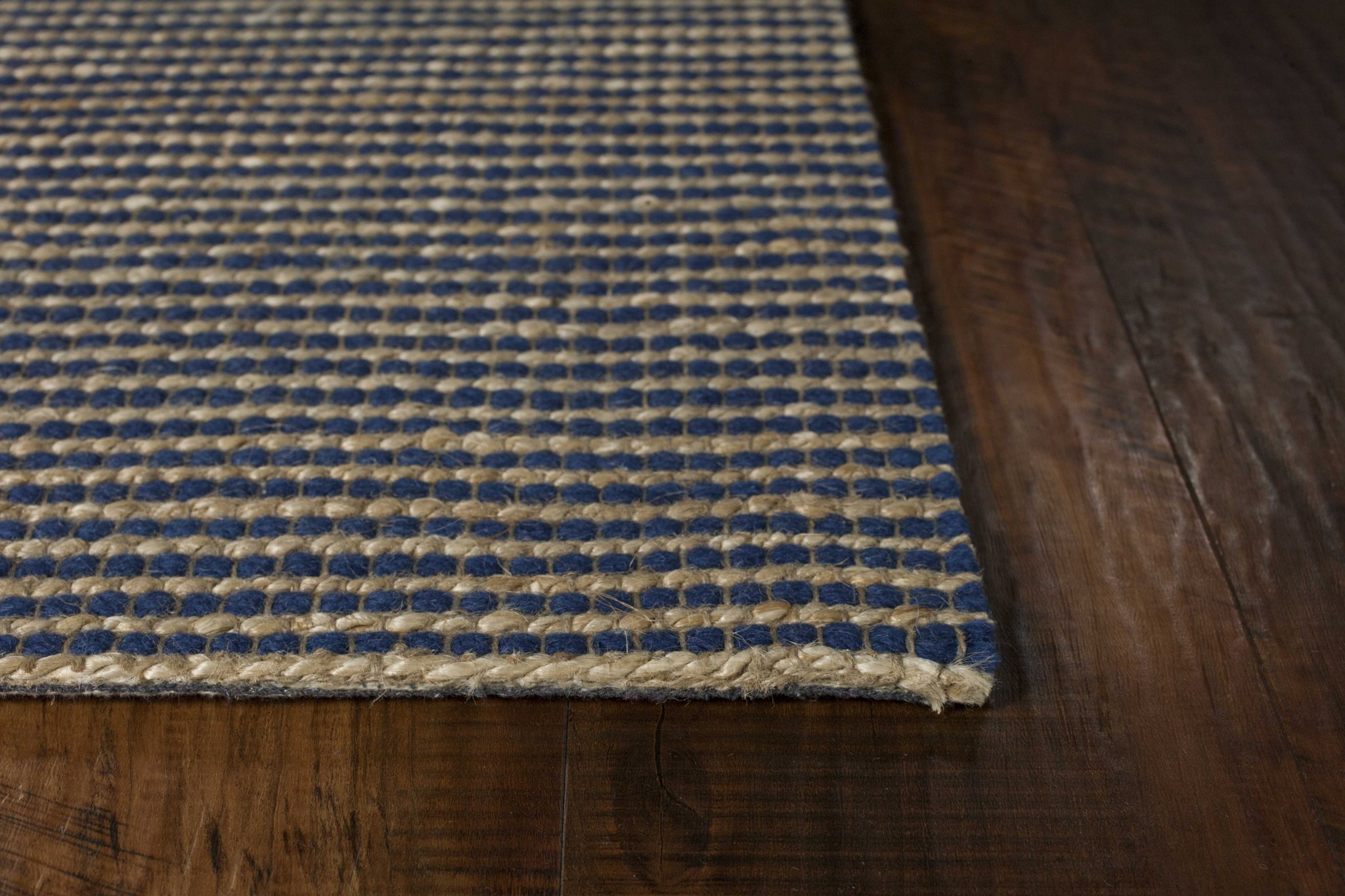 7'X10' Blue Hand Woven Wool And Jute Indoor Area Rug-375059-1