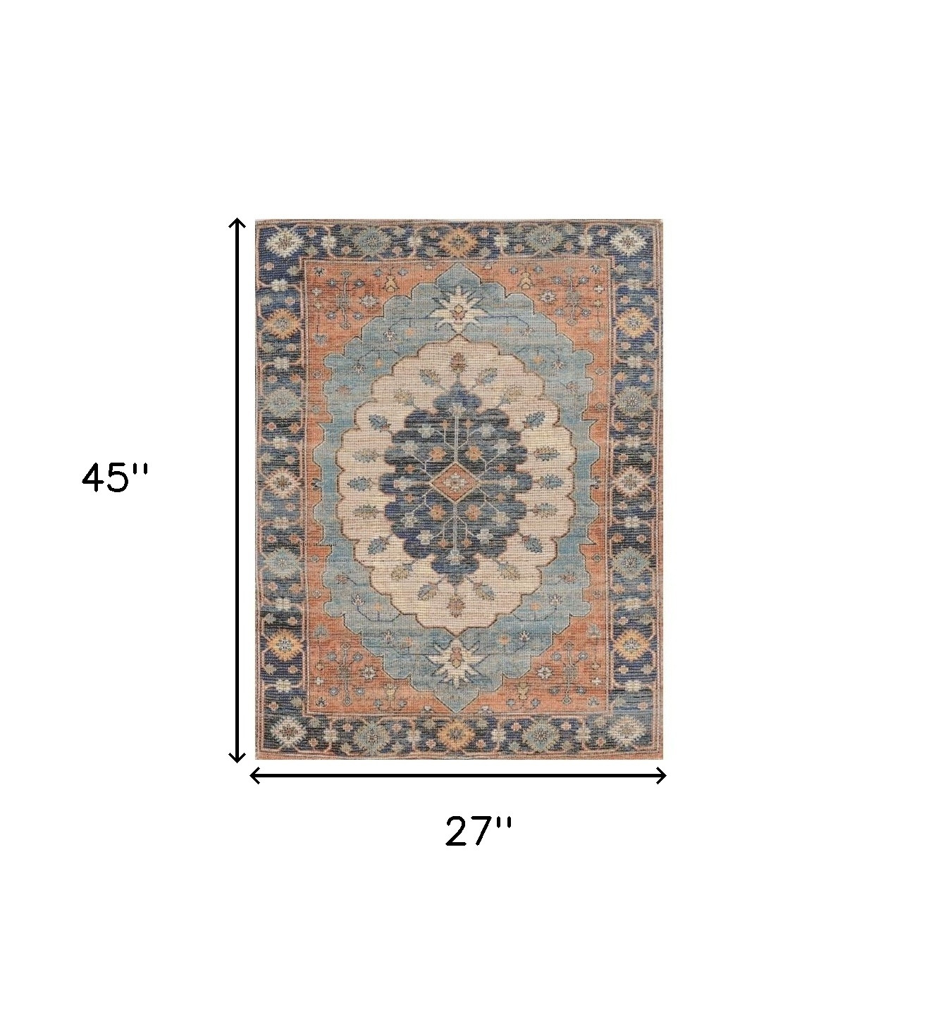 2" X 4" Blue Medallion Hand Woven Area Rug