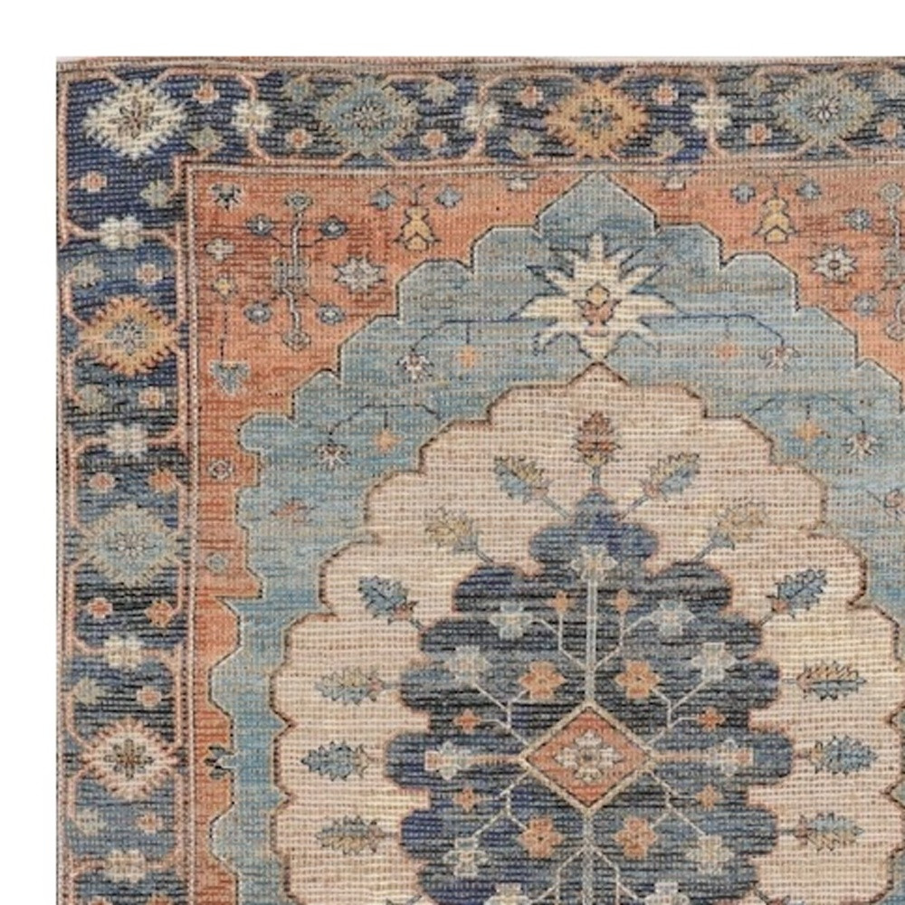 2" X 4" Blue Medallion Hand Woven Area Rug