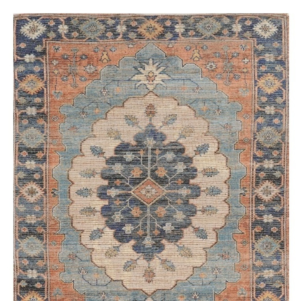 2" X 4" Blue Medallion Hand Woven Area Rug