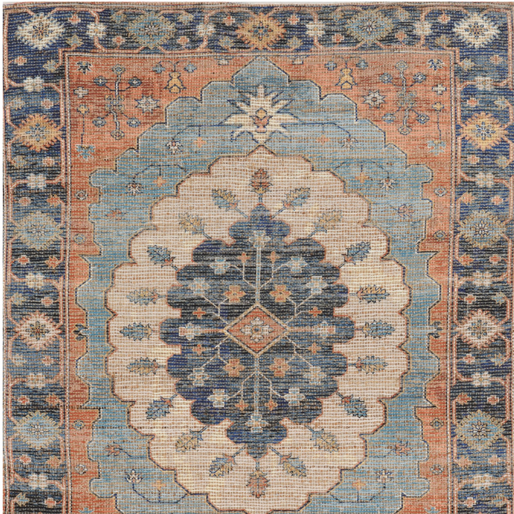 5" X 7" Blue Medallion Hand Woven Area Rug