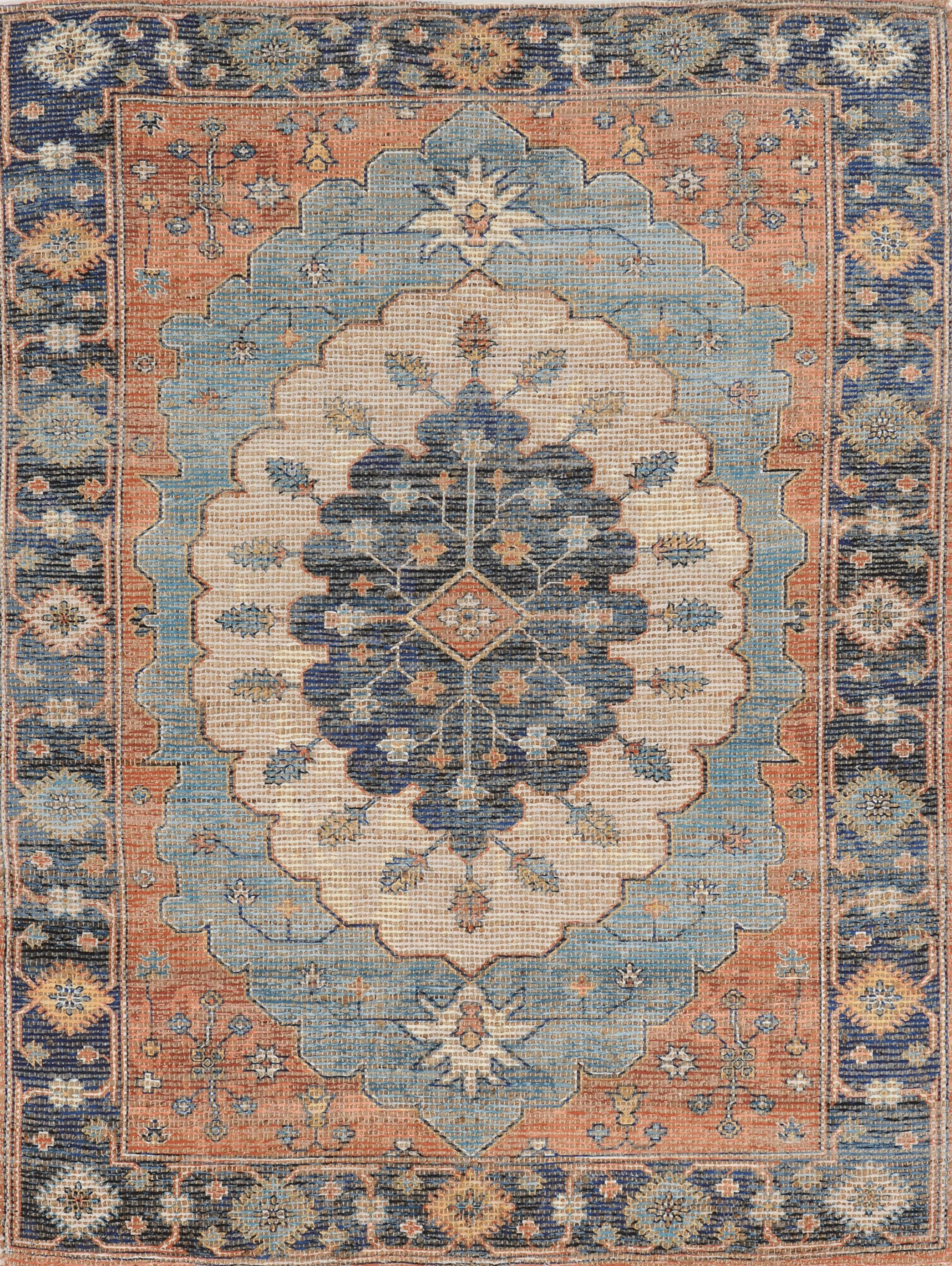 5" X 7" Blue Medallion Hand Woven Area Rug