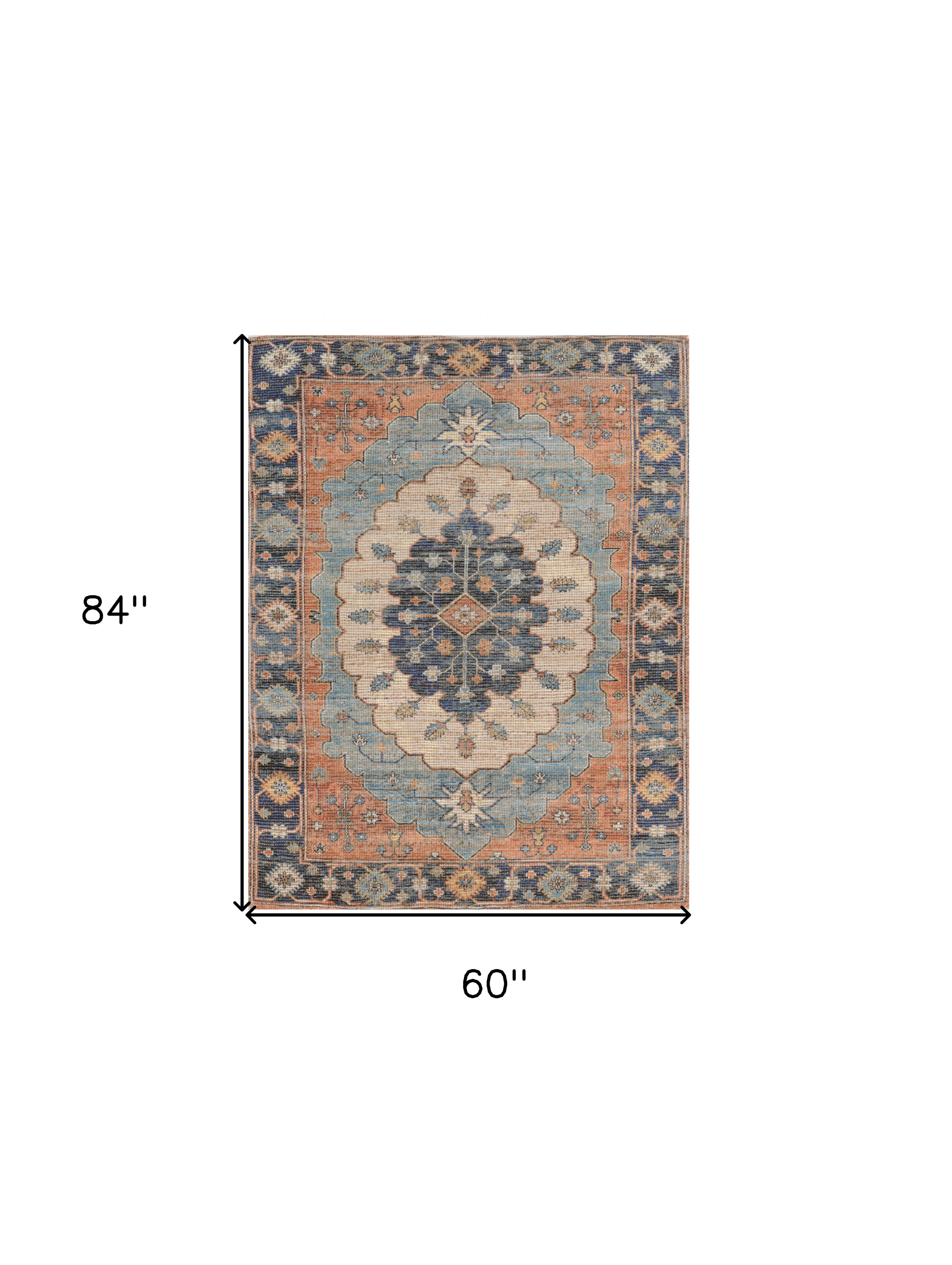 5" X 7" Blue Medallion Hand Woven Area Rug